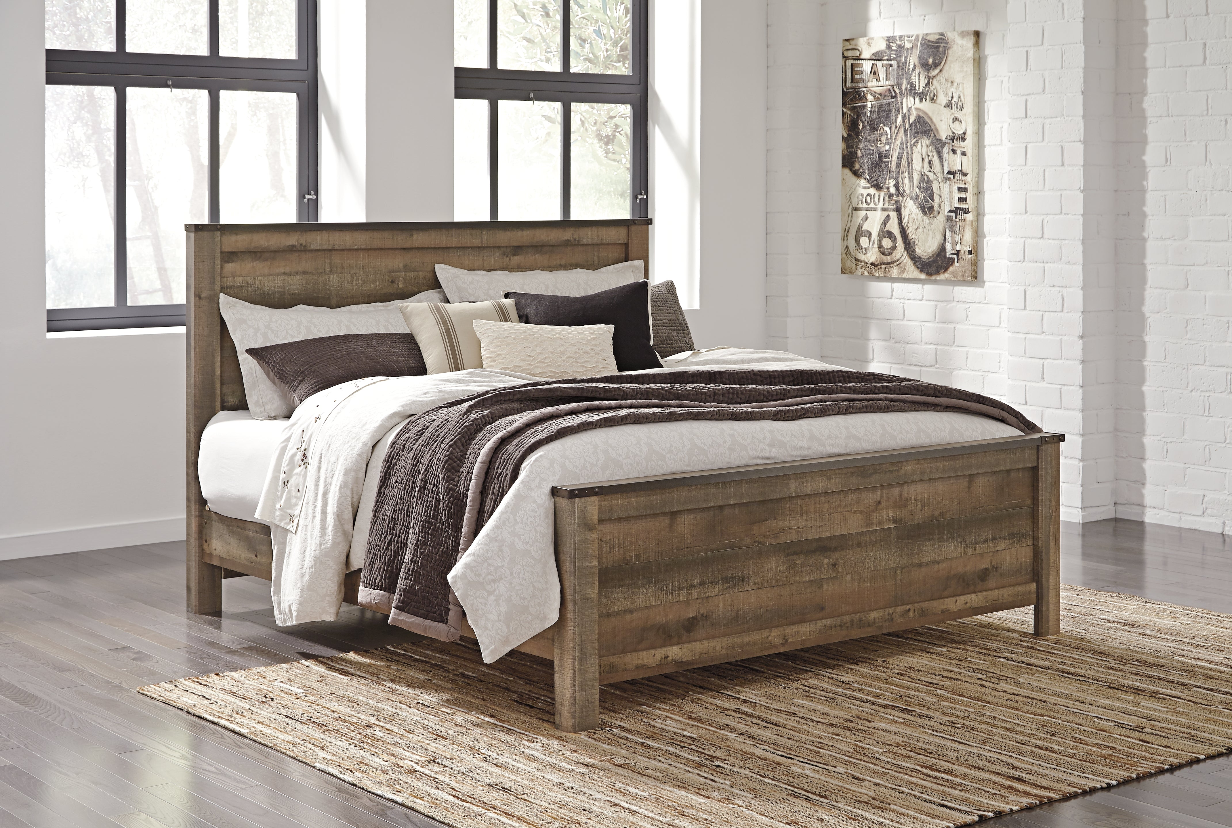 Leasing Furniture - Ashley Furniture - Trinell Bedroom - King Panel Bed / Brown - B446B23