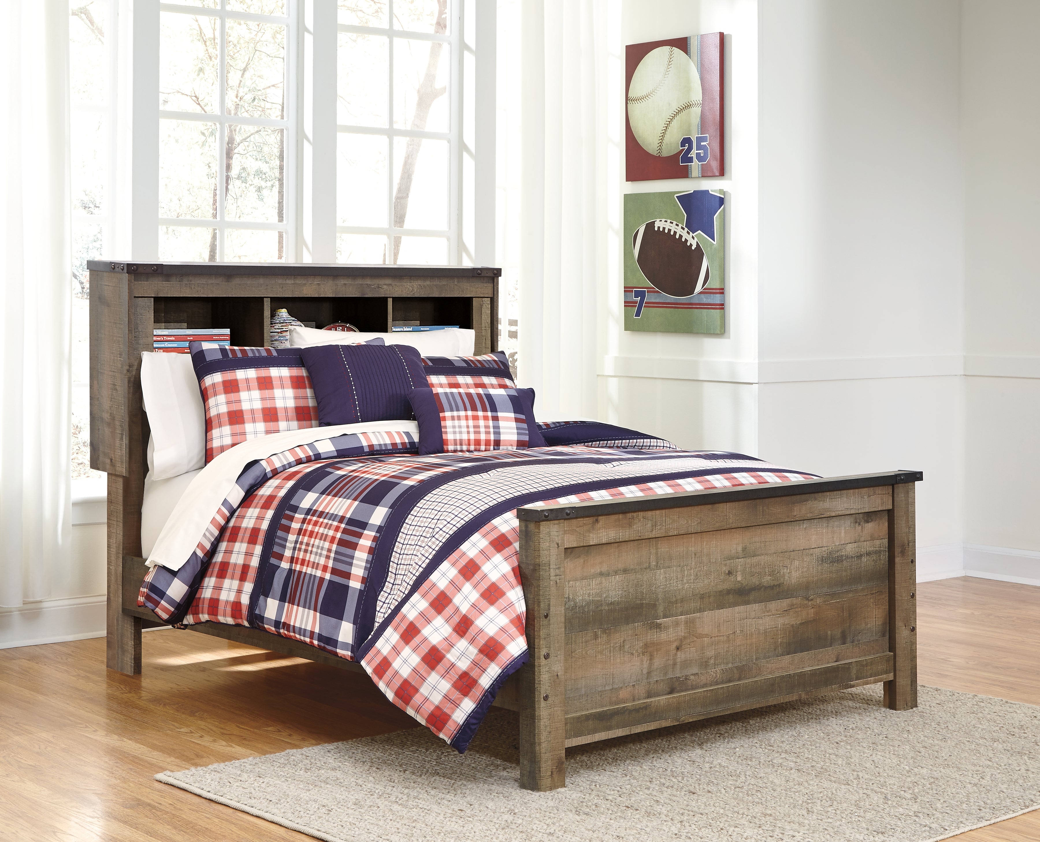 Leasing Furniture - Ashley Furniture - Trinell Bedroom - Full Bookcase Panel Bed / Brown - B446B87