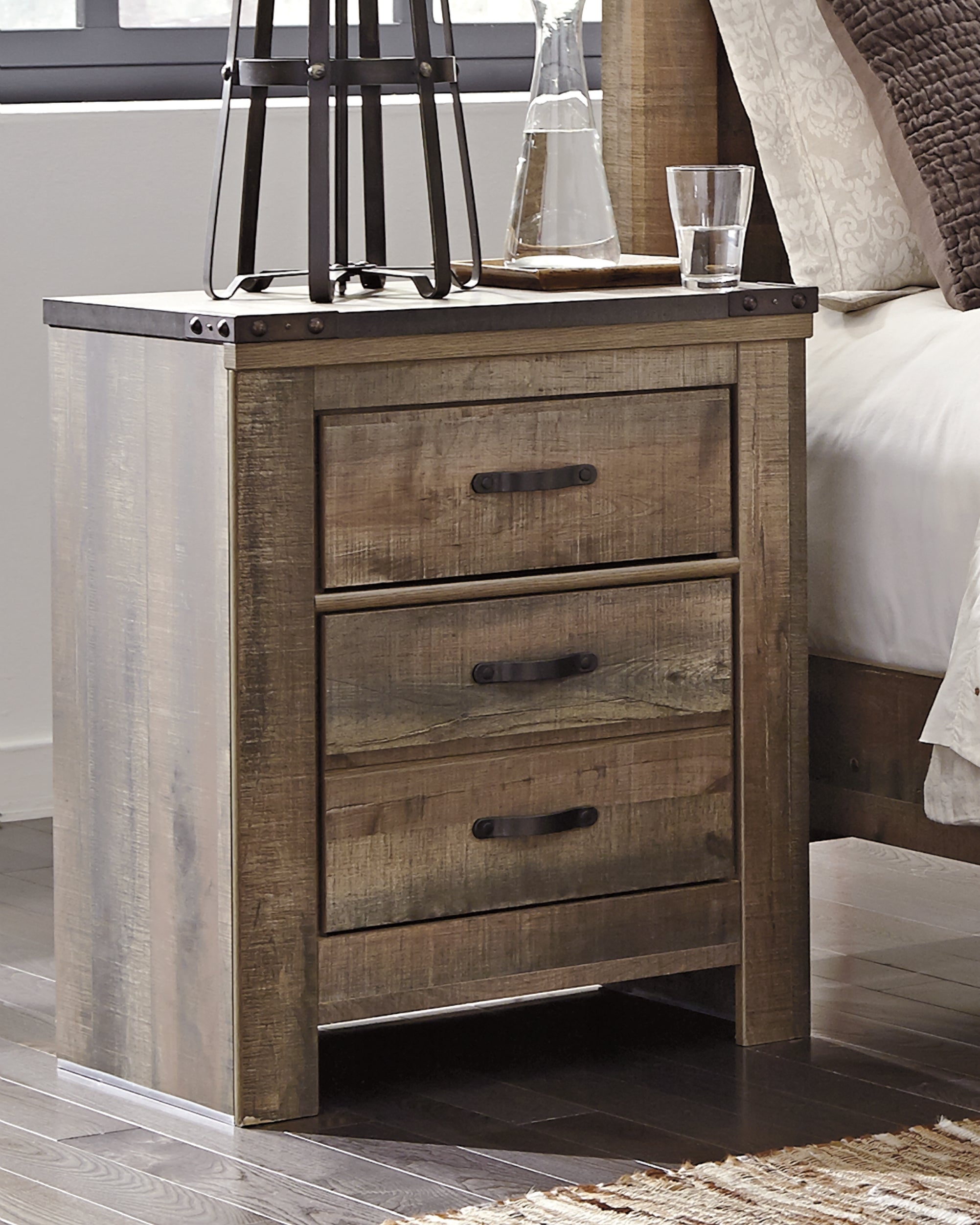 Leasing Furniture - Ashley Furniture - Trinell Bedroom - Two Drawer Night Stand / Brown - B446-92