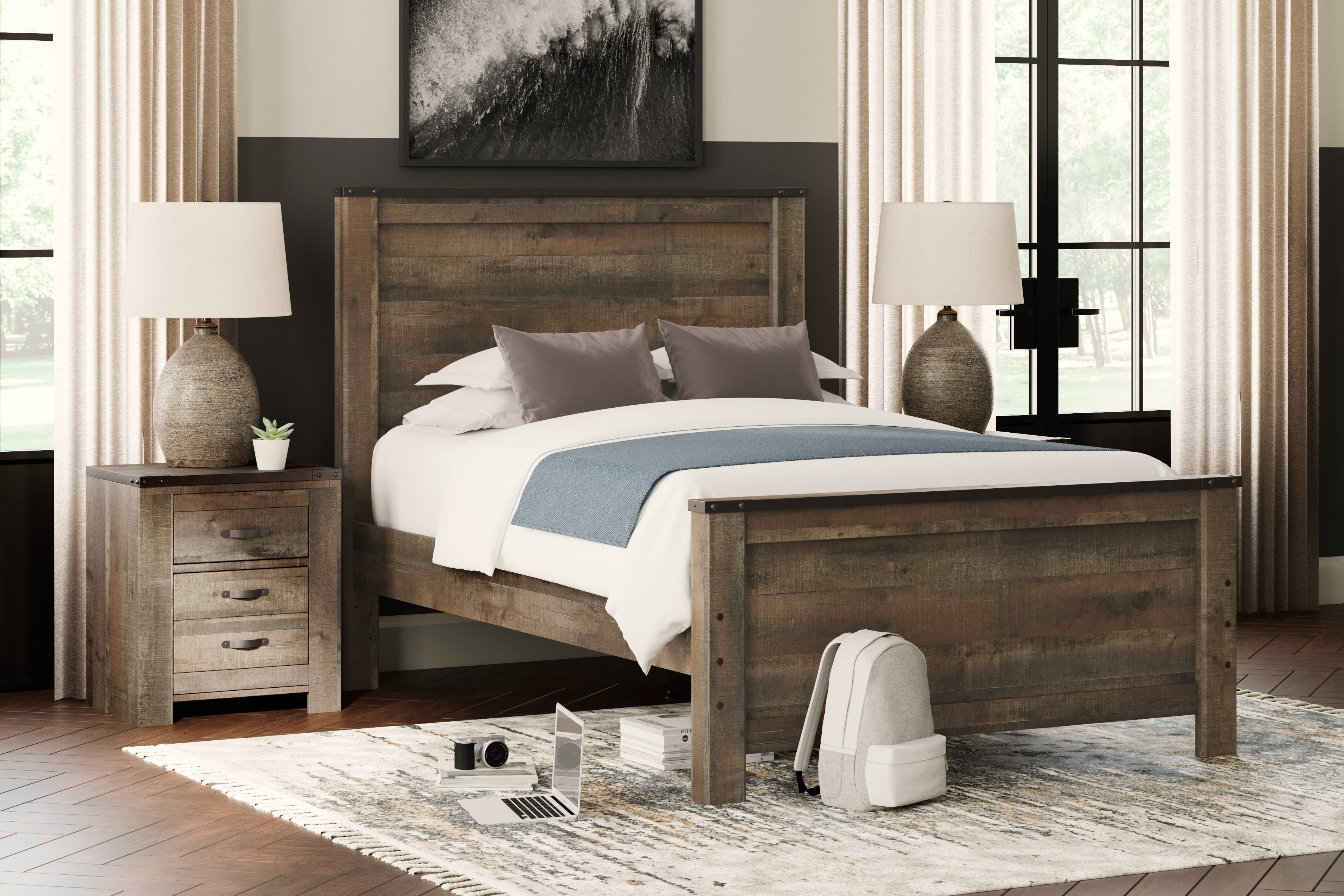 Leasing Furniture - Ashley Furniture - Trinell Bedroom - Full Panel Bed / Brown - B446B3