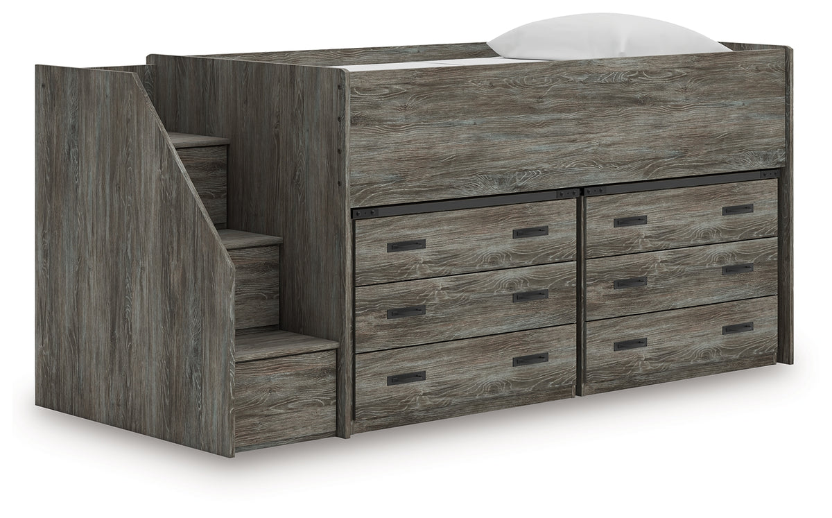 Leasing Furniture - Ashley Furniture - Frandern Twin Loft Bed with Drawer Storage - Twin Loft Bed with Drawer Storage / Warm Gray - B4480B26