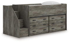 Leasing Furniture - Ashley Furniture - Frandern Twin Loft Bed with Drawer Storage - Twin Loft Bed with Drawer Storage / Warm Gray - B4480B26