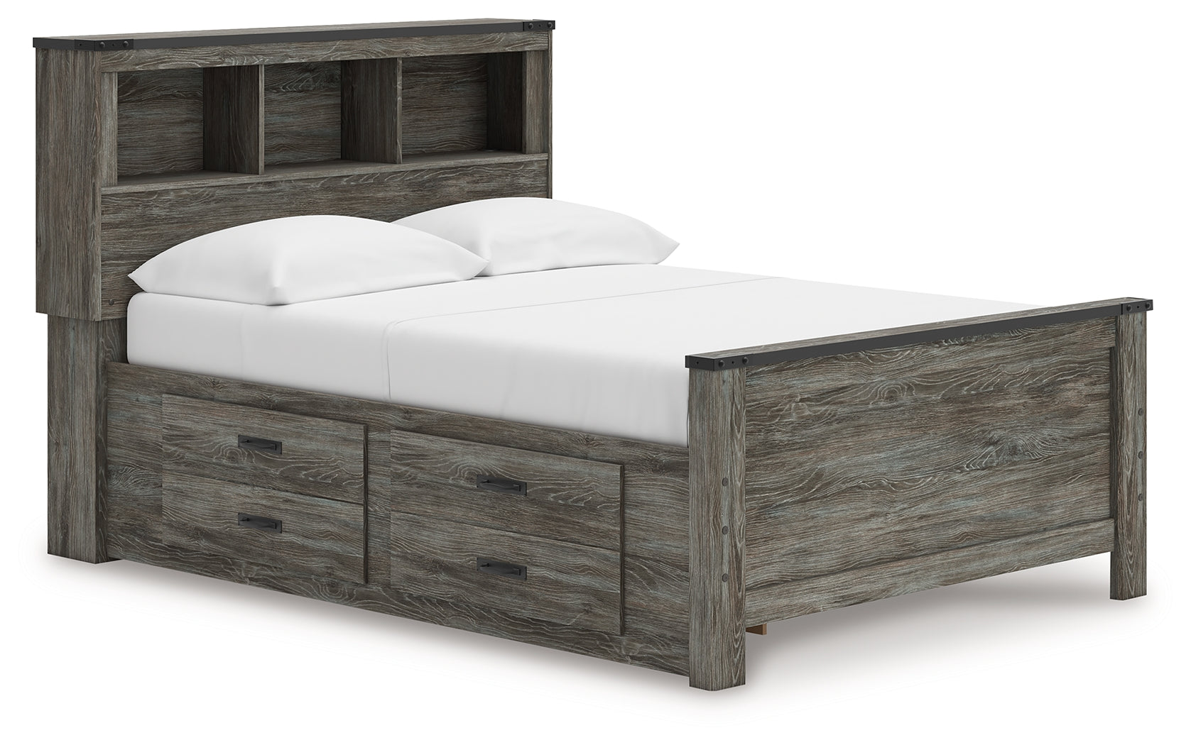 Leasing Furniture - Ashley Furniture - Frandern Bedroom - Full Bookcase Panel Bed with Storage / Gray - B4480B9