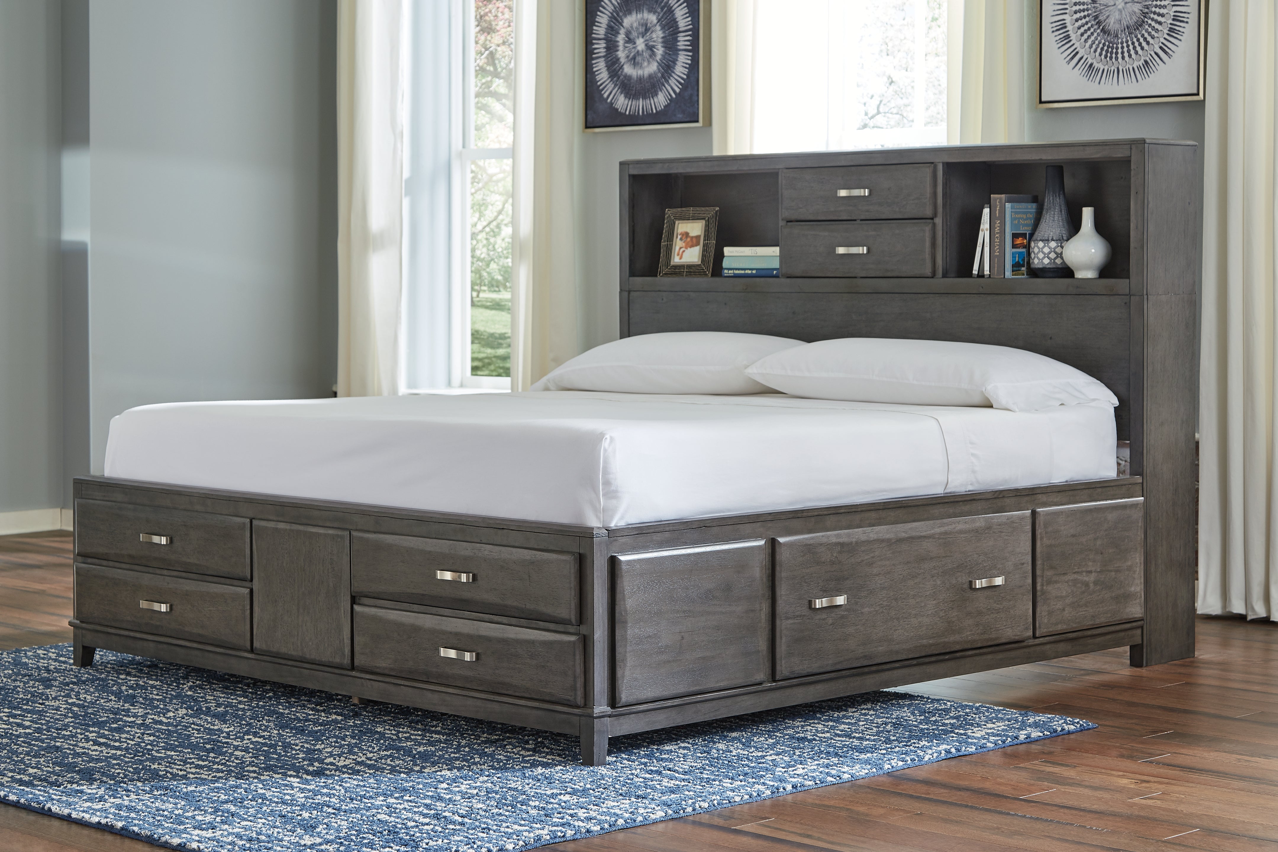 Leasing Furniture - Ashley Furniture - Caitbrook Bedroom - California King Storage Bed with 8 Drawers / Gray - B476B7