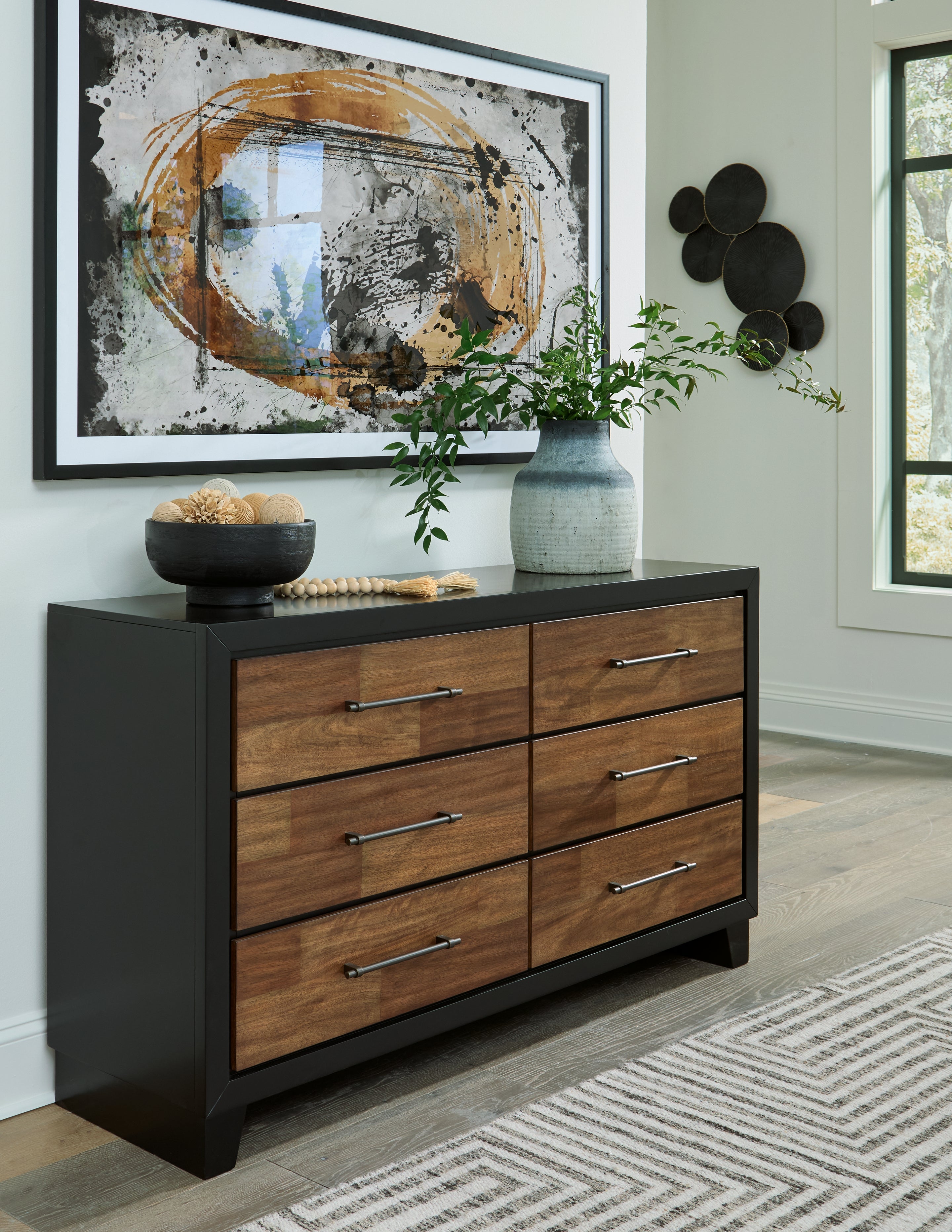 Leasing Furniture - Ashley Furniture - Kraeburn Bedroom - Dresser / Brown/Black - B496-31