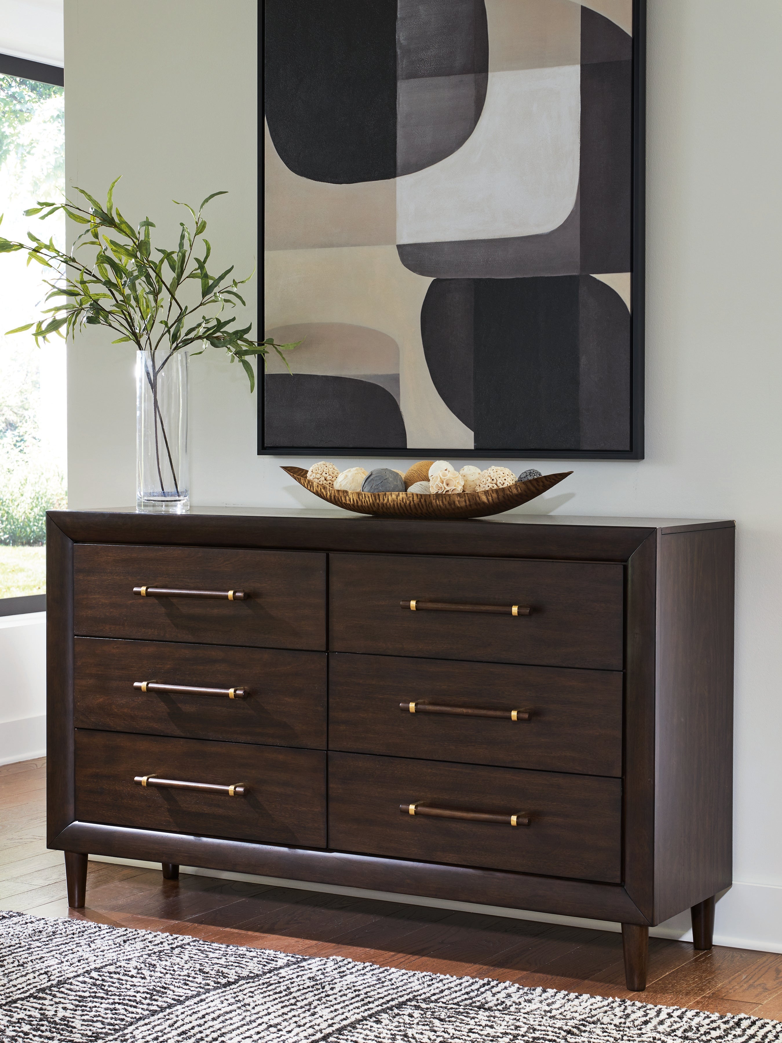 Leasing Furniture - Ashley Furniture - Dantenton Bedroom - Dresser / Merlot - B611-31