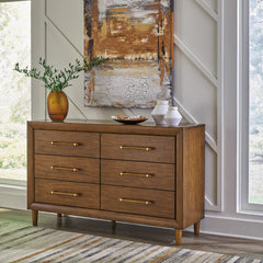Leasing Furniture - Ashley Furniture - Lyncott Bedroom - Five Drawer Chest / Brown - B615-46