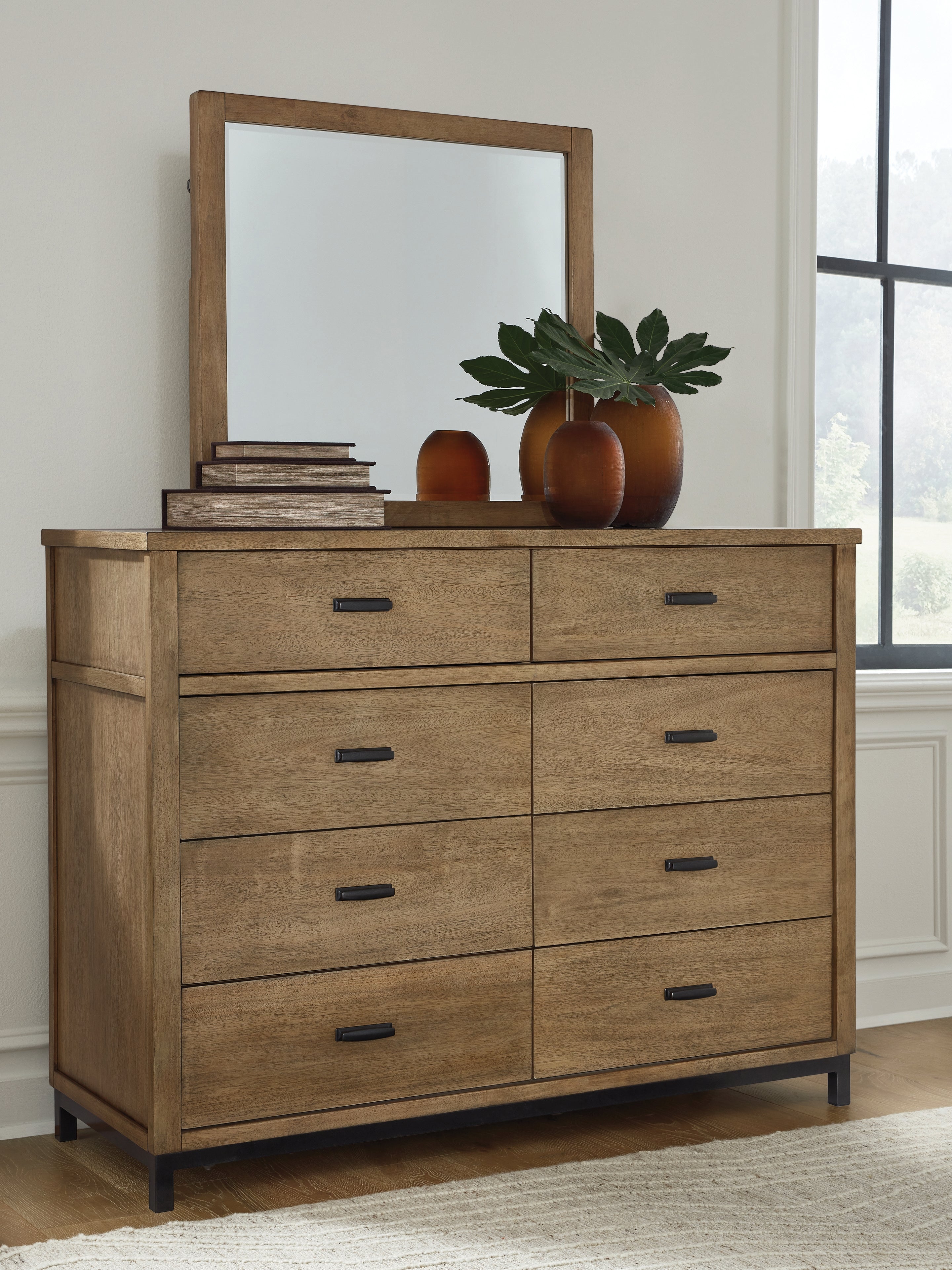 Leasing Furniture - Ashley Furniture - Tomtyn Bedroom - Dresser and Mirror / Light Brown - B622B1