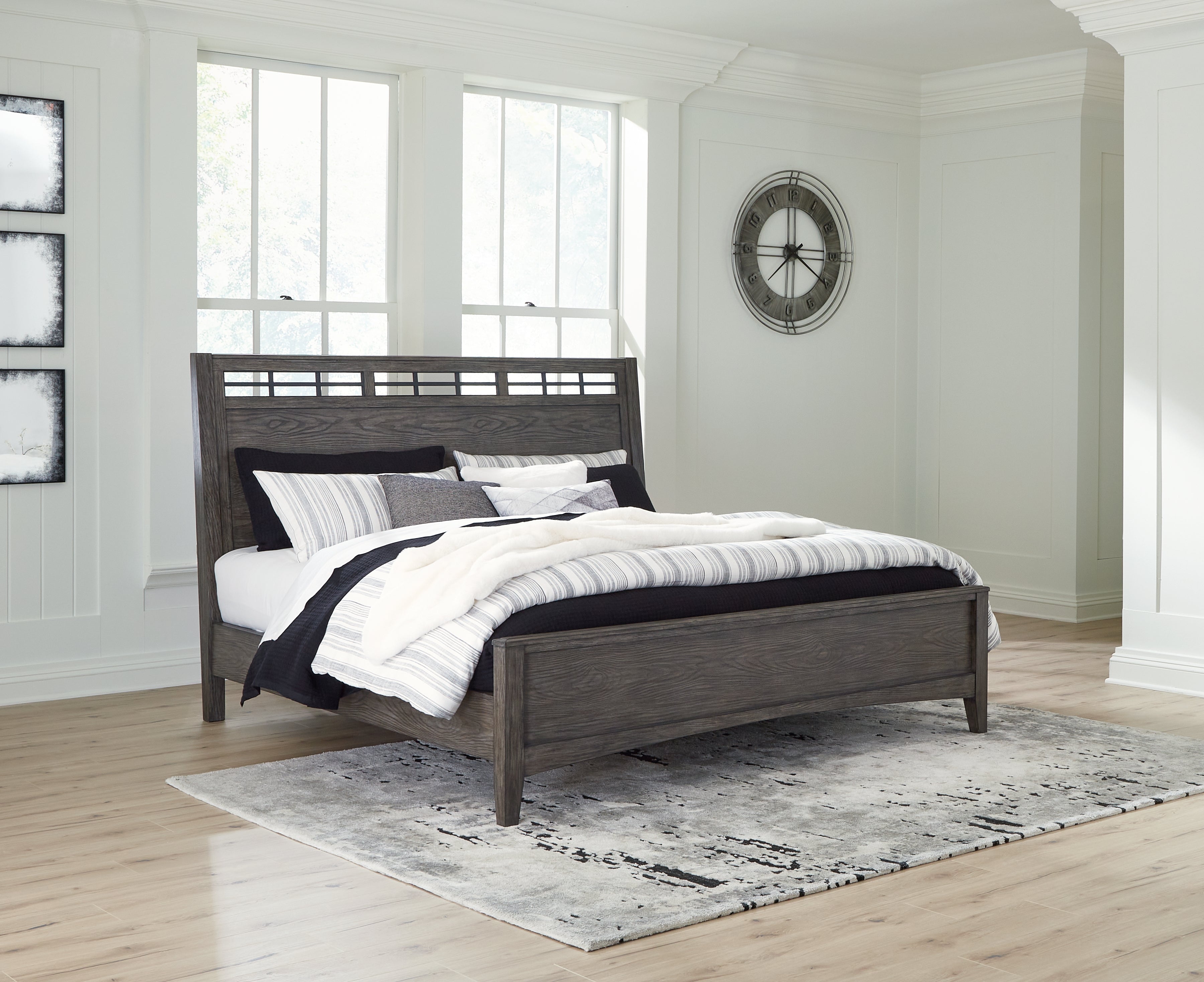 Leasing Furniture - Ashley Furniture - Montillan Bedroom - California King Panel Bed / Grayish Brown - B651B5