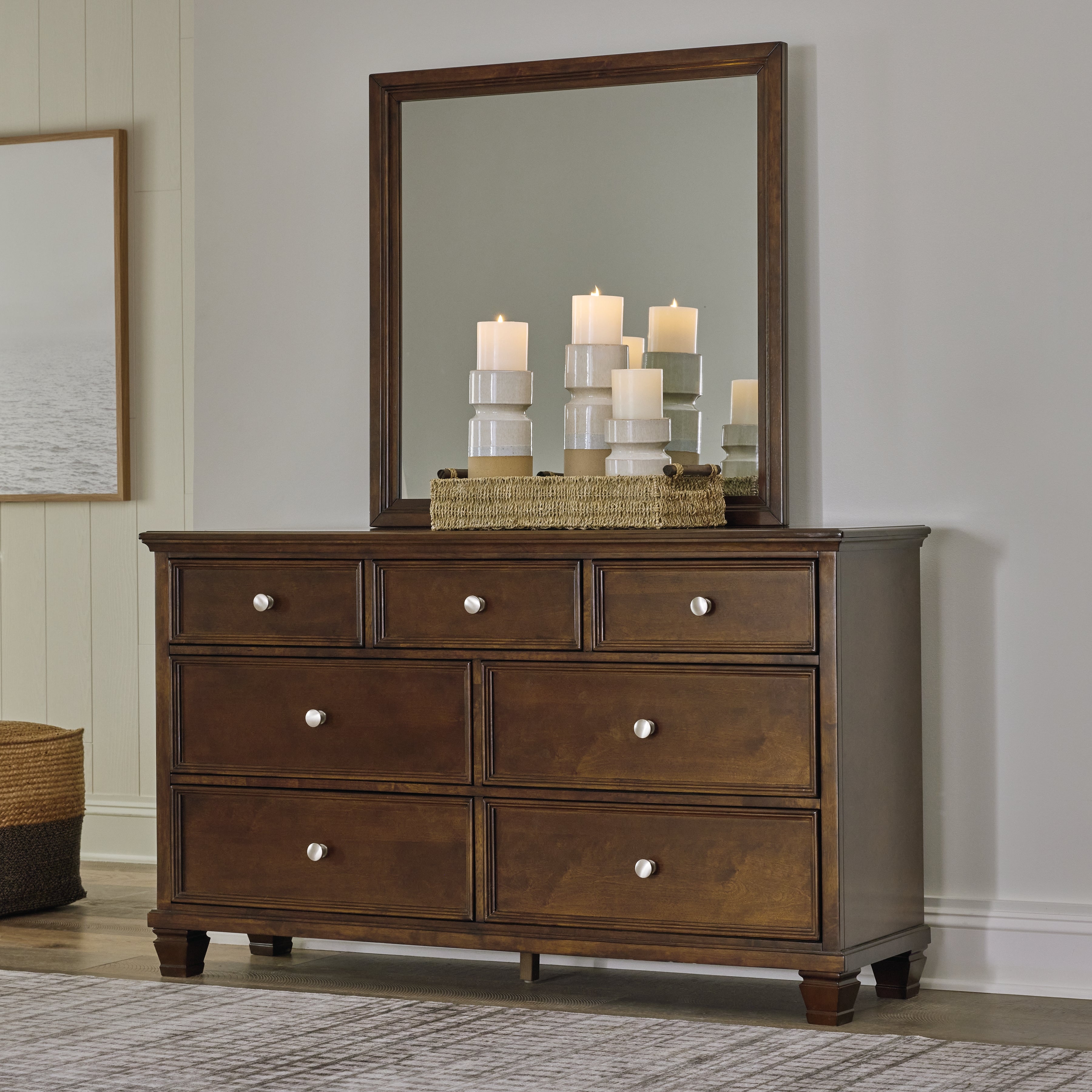 Leasing Furniture - Ashley Furniture - Danabrin Bedroom - Dresser and Mirror / Brown - B685B1