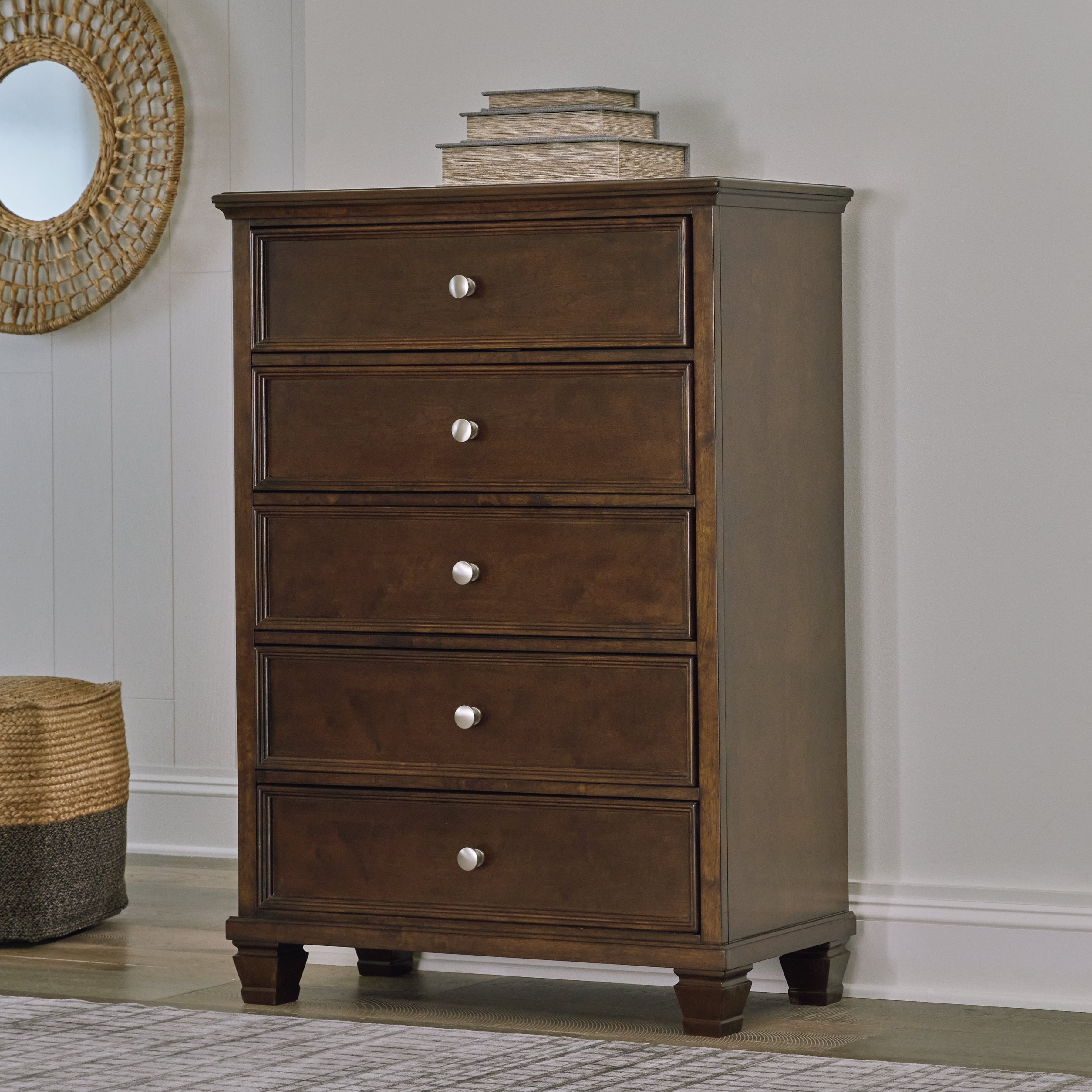 Leasing Furniture - Ashley Furniture - Danabrin Bedroom - Five Drawer Chest / Brown - B685-46