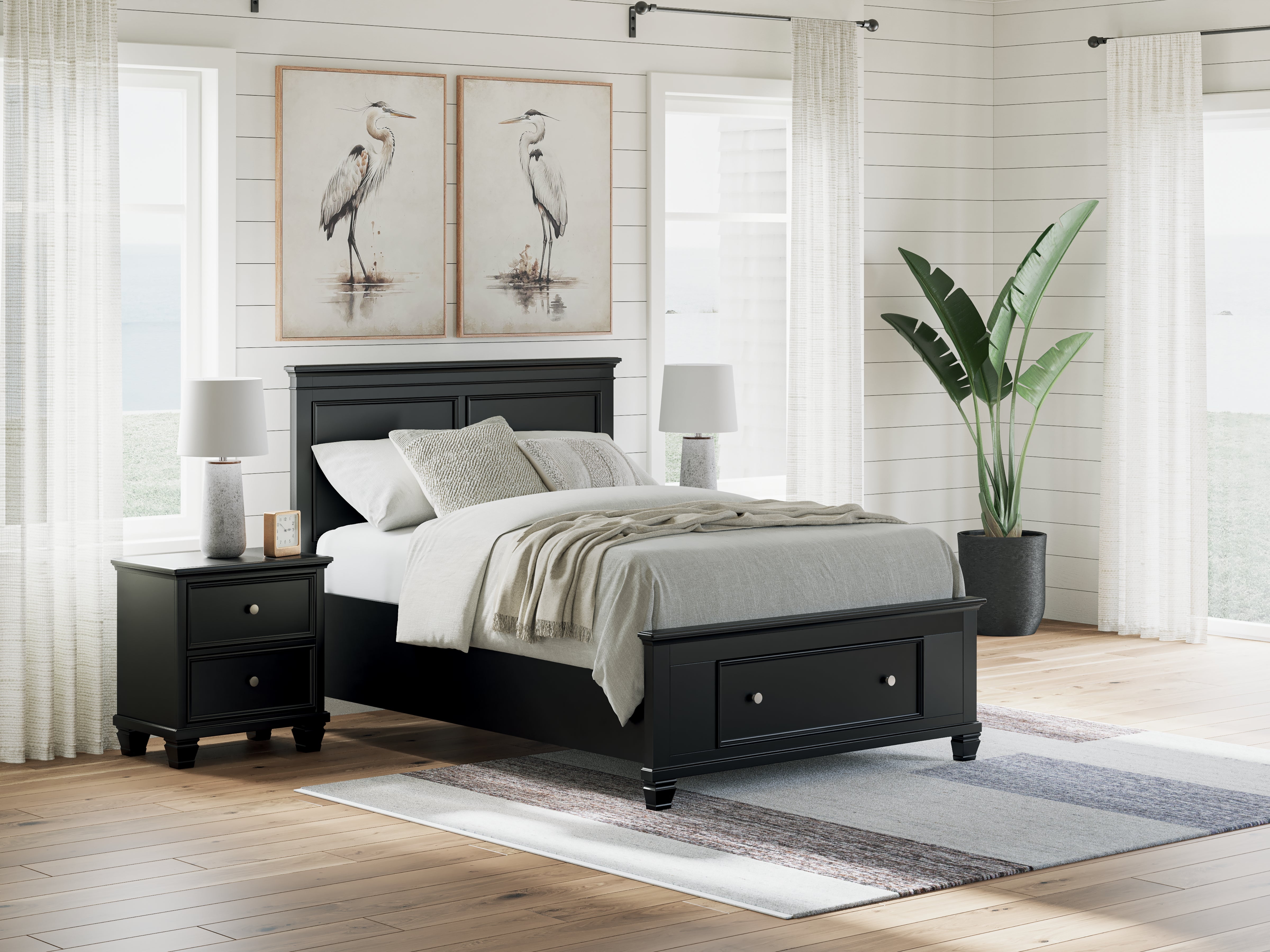 Leasing Furniture - Ashley Furniture - Lanolee Bedroom - Full Panel Storage Bed / Black - B687B22