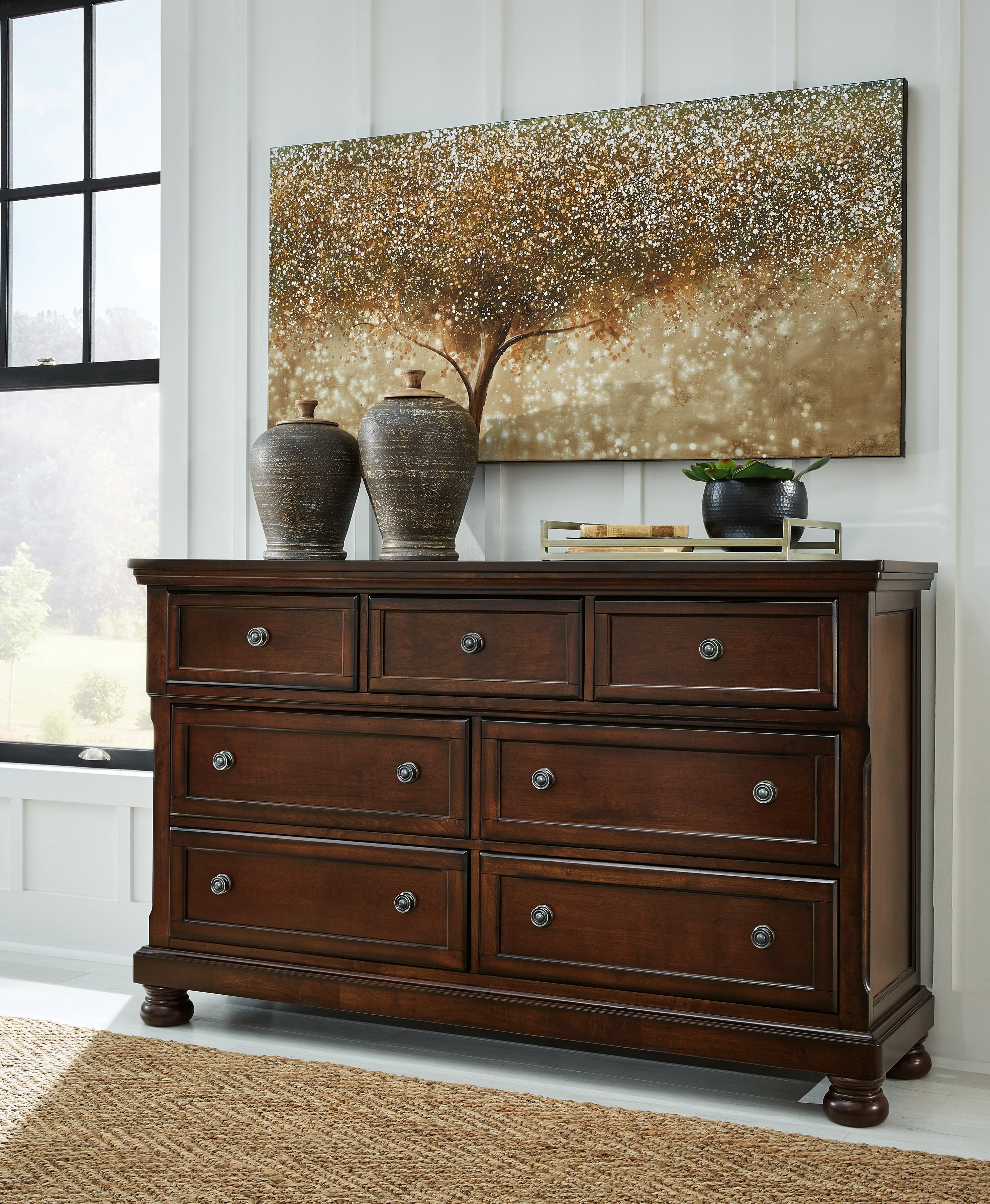 Leasing Furniture - Ashley Furniture - Porter Bedroom - Dresser / Rustic Brown - B697-31