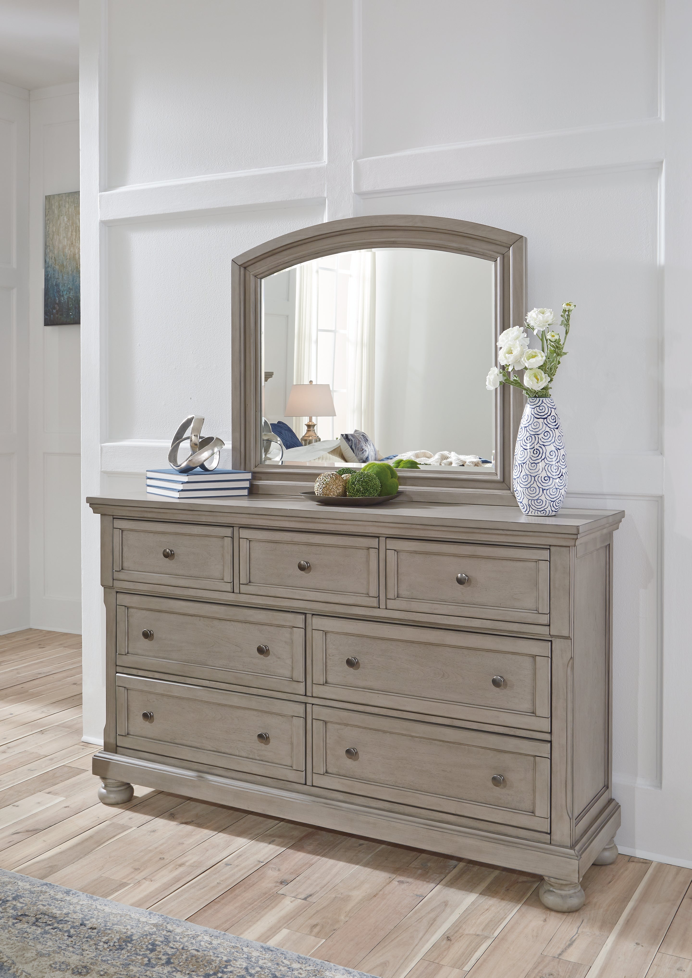 Leasing Furniture - Ashley Furniture - Lettner Bedroom - Dresser and Mirror / Light Gray - B733B1