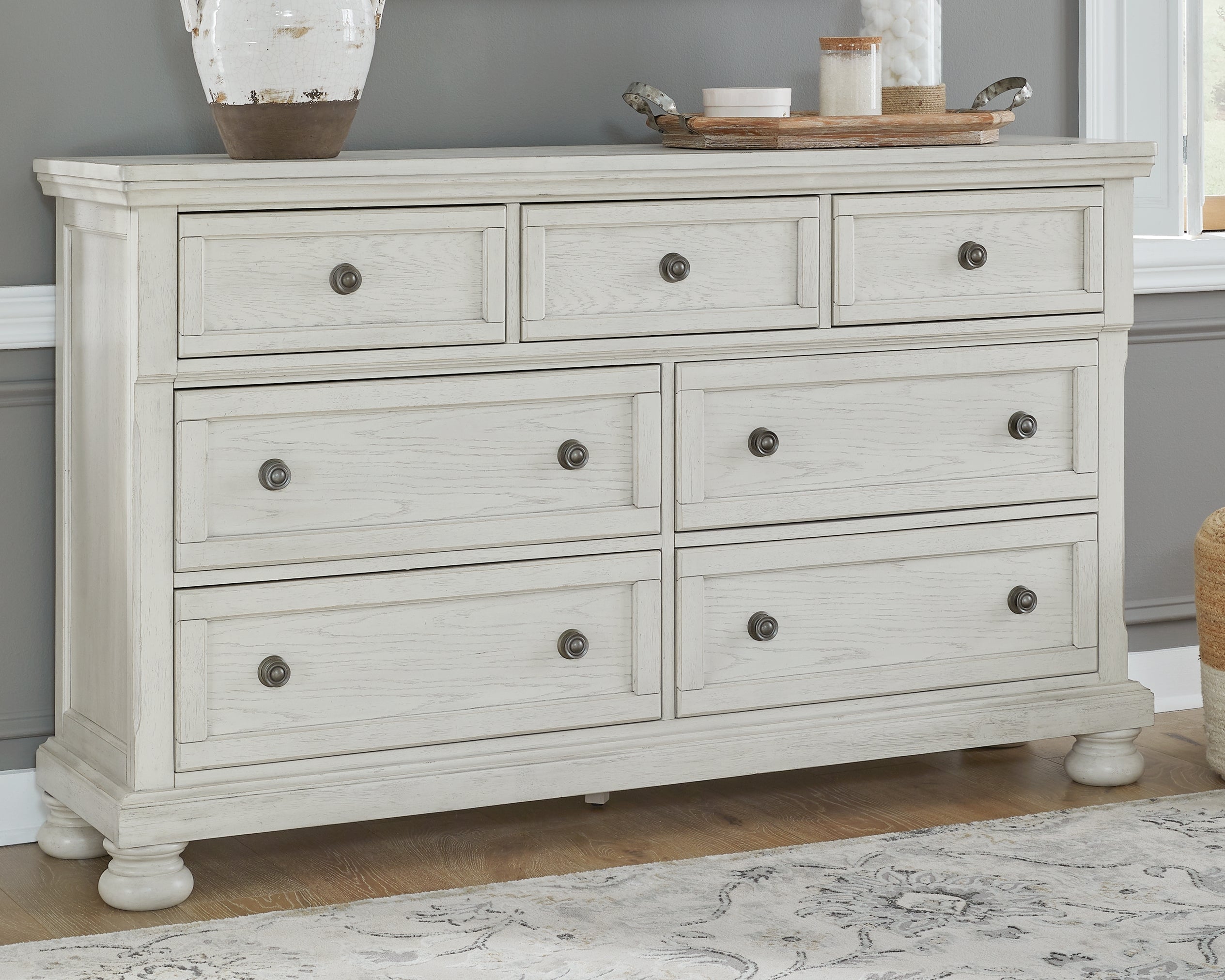 Leasing Furniture - Ashley Furniture - Robbinsdale Bedroom - Dresser / Antique White - B742-31
