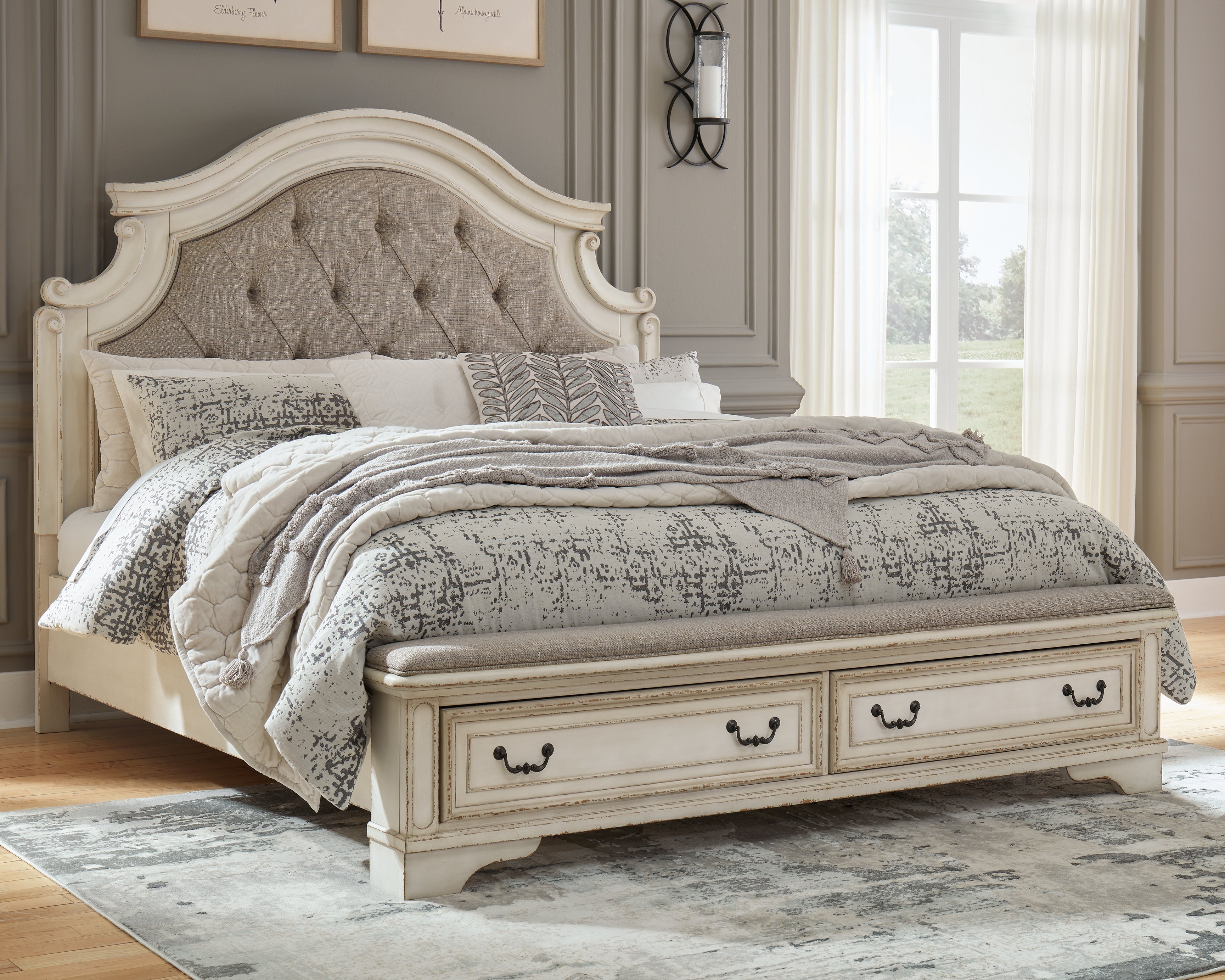 Leasing Furniture - Ashley Furniture - Realyn Bedroom - California King Upholstered Storage Bed / Two-tone - B743B21