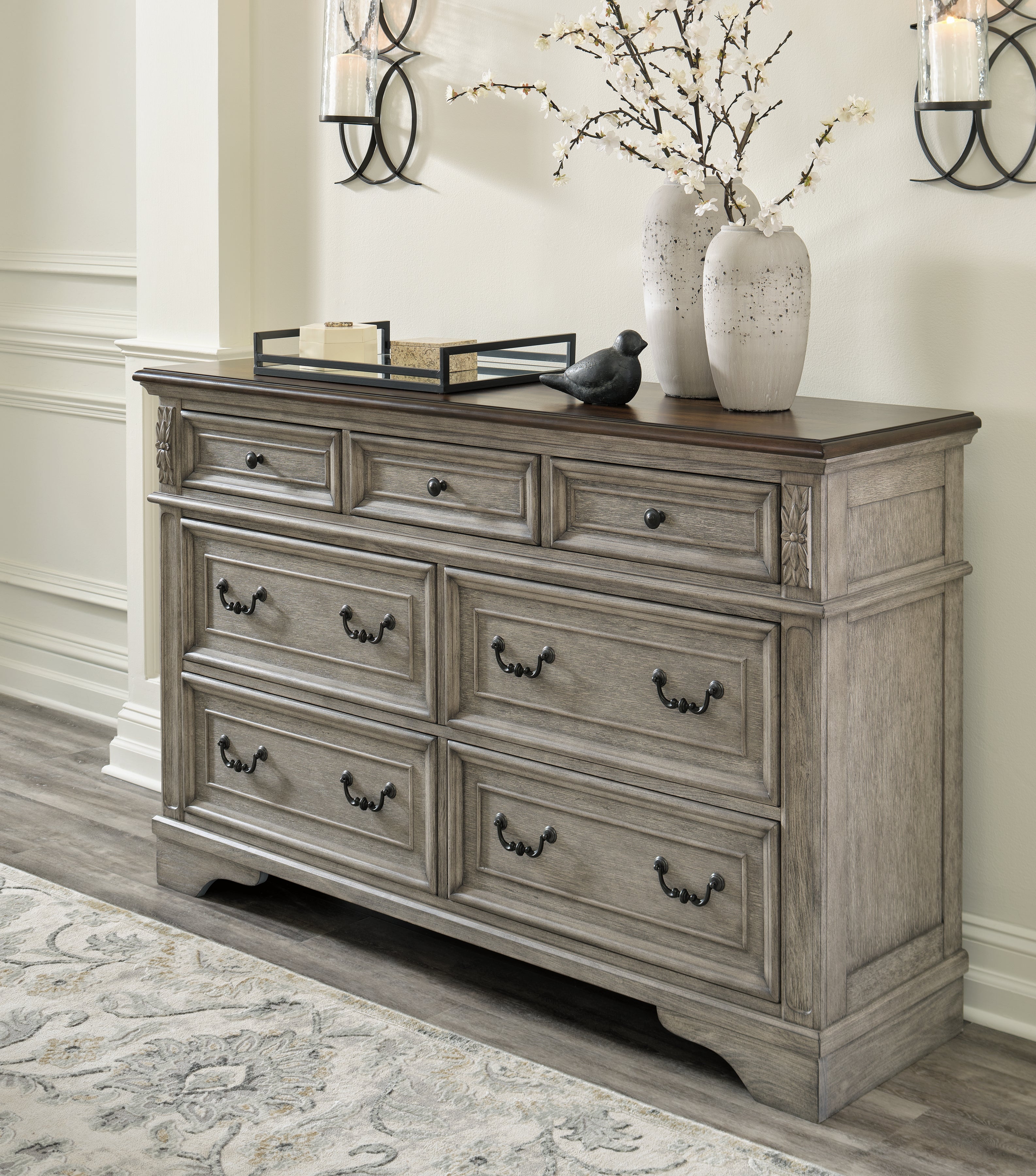 Leasing Furniture - Ashley Furniture - Lodenbay Bedroom - Dresser / Antique Gray/Brown - B751-31