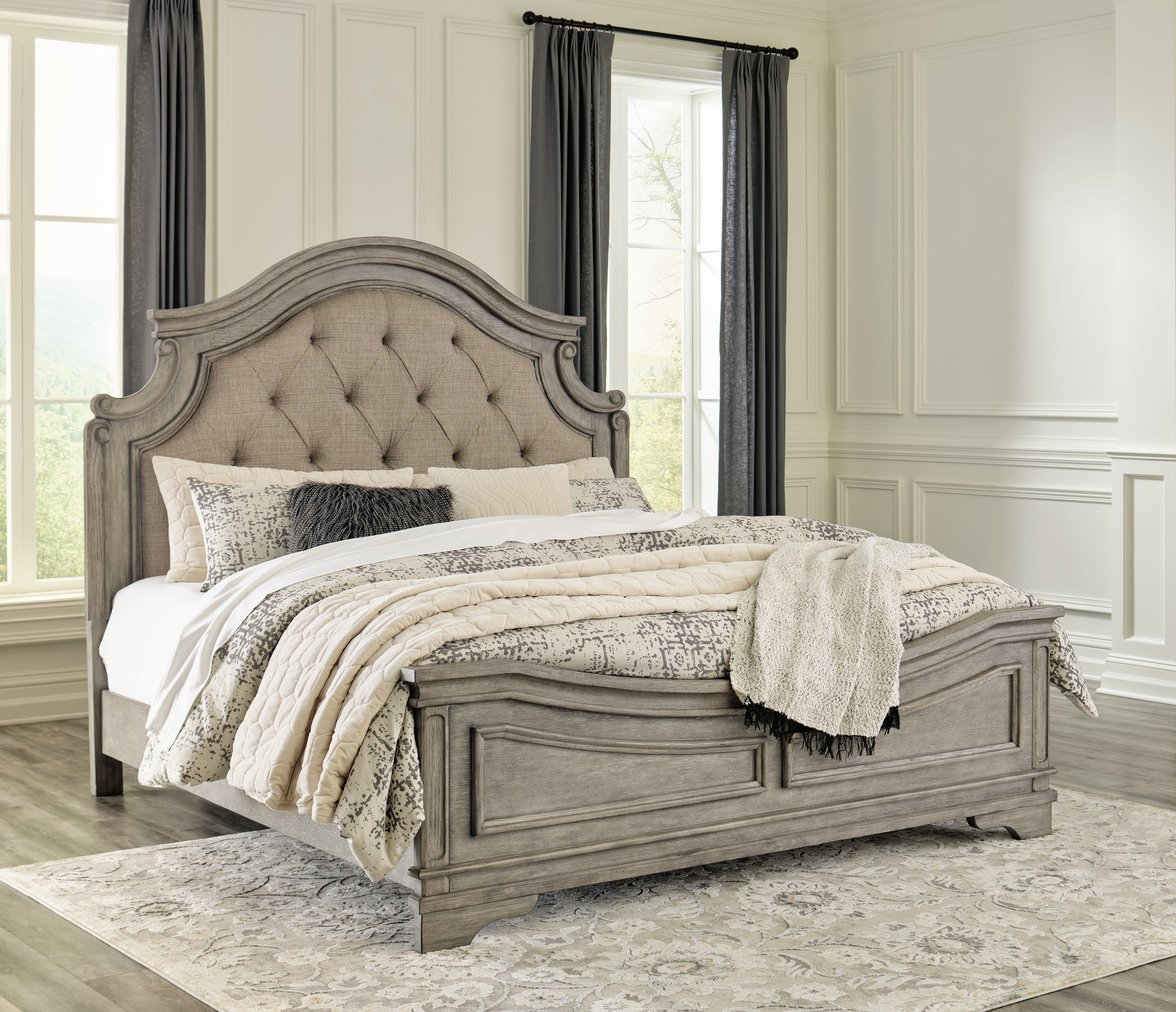 Leasing Furniture - Ashley Furniture - Lodenbay Bedroom - California King Panel Bed / Antique Gray - B751B5