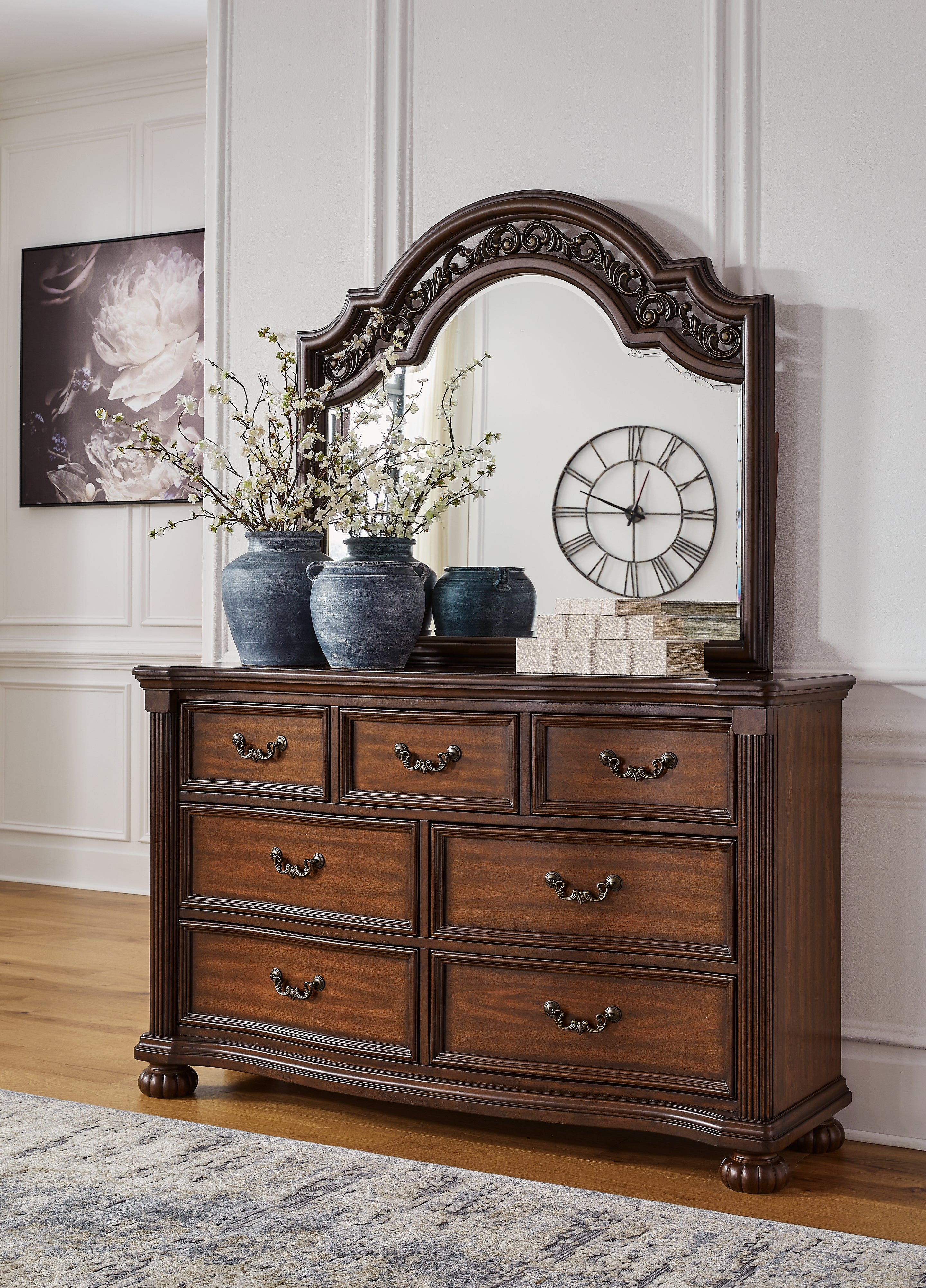 Leasing Furniture - Ashley Furniture - Lavinton Bedroom - Dresser and Mirror / Brown - B764B1