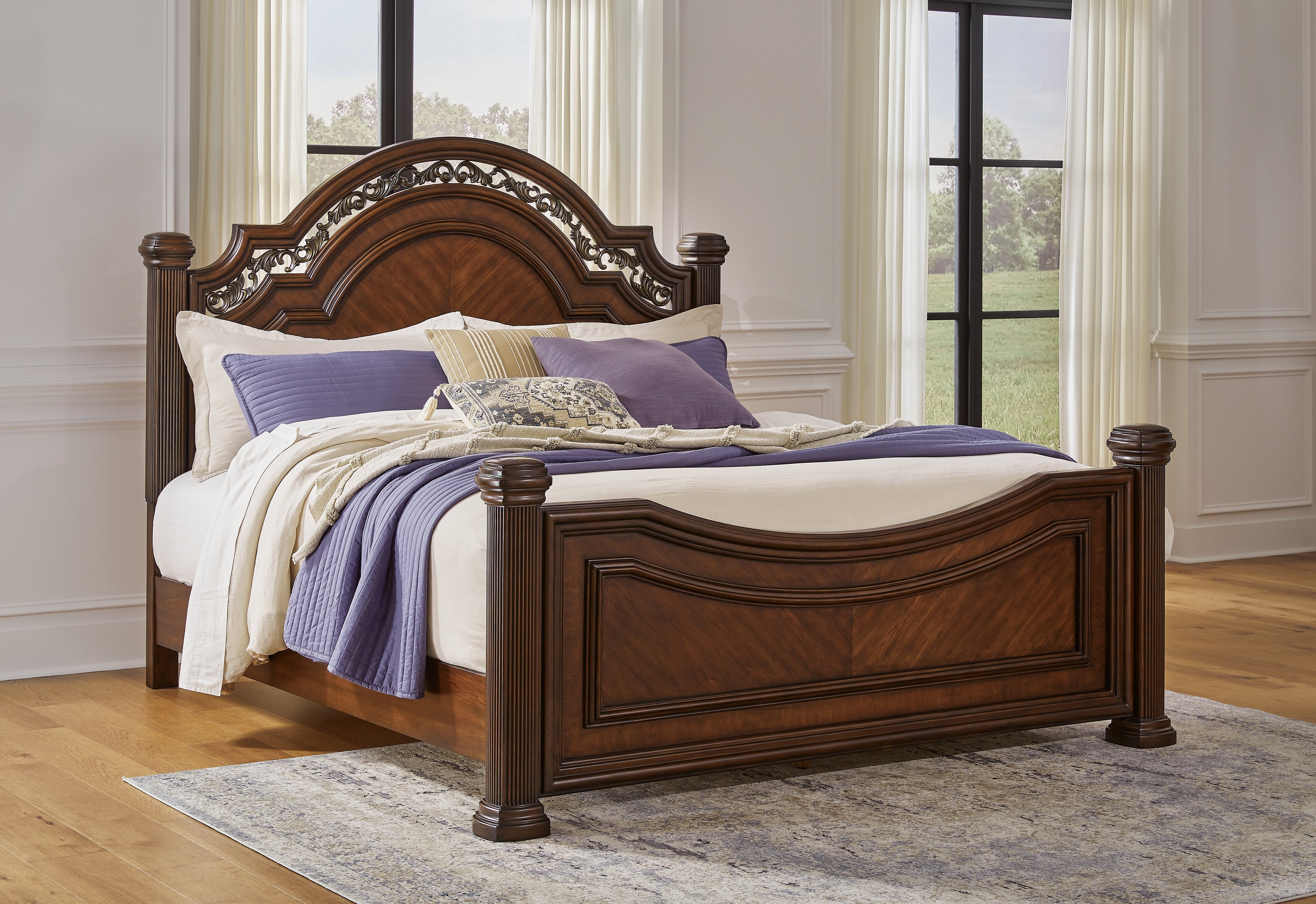 Leasing Furniture - Ashley Furniture - Lavinton Bedroom - California King Poster Bed / Brown - B764B10