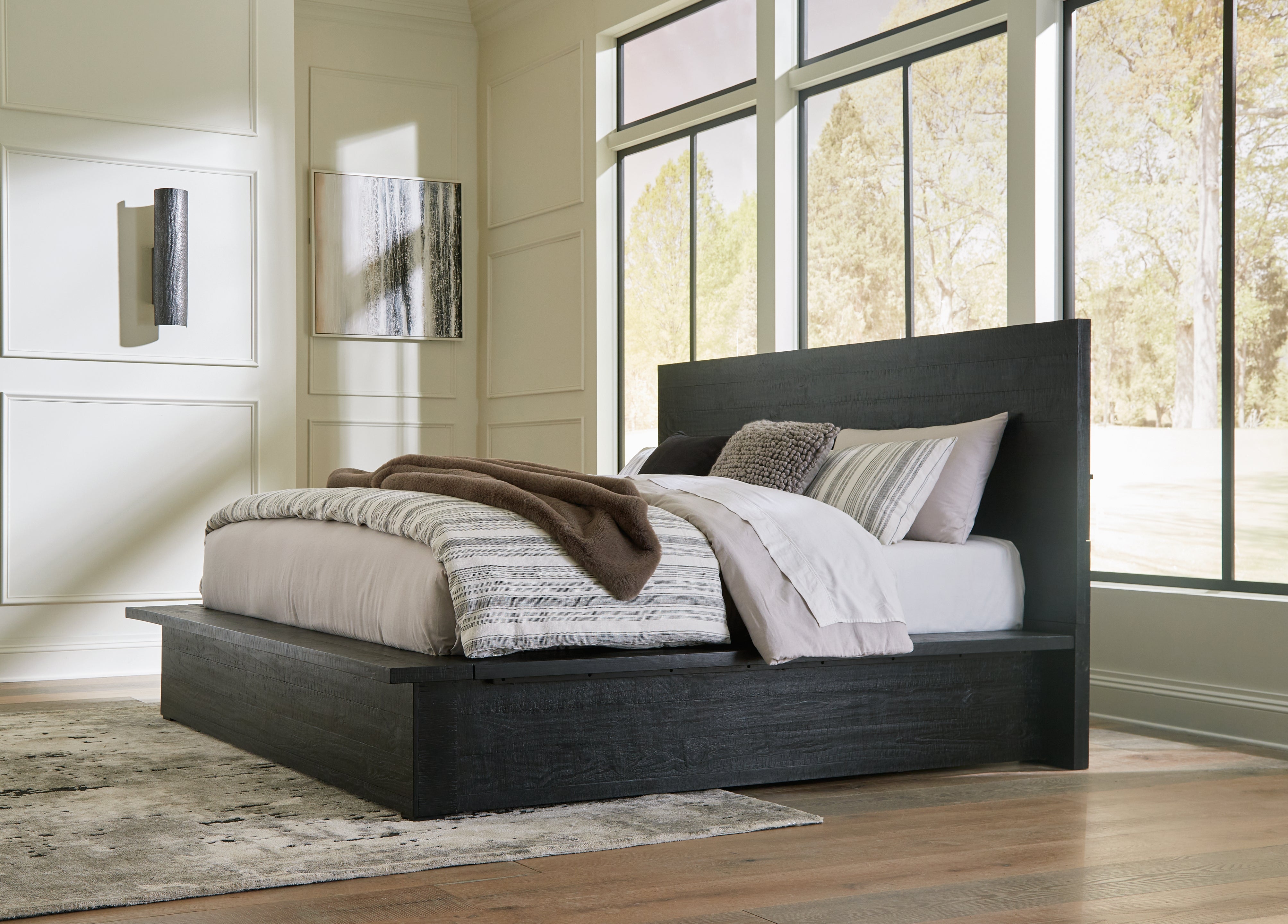 Leasing Furniture - Ashley Furniture - Londer Bedroom - California King Panel Bed / Black - B768B5