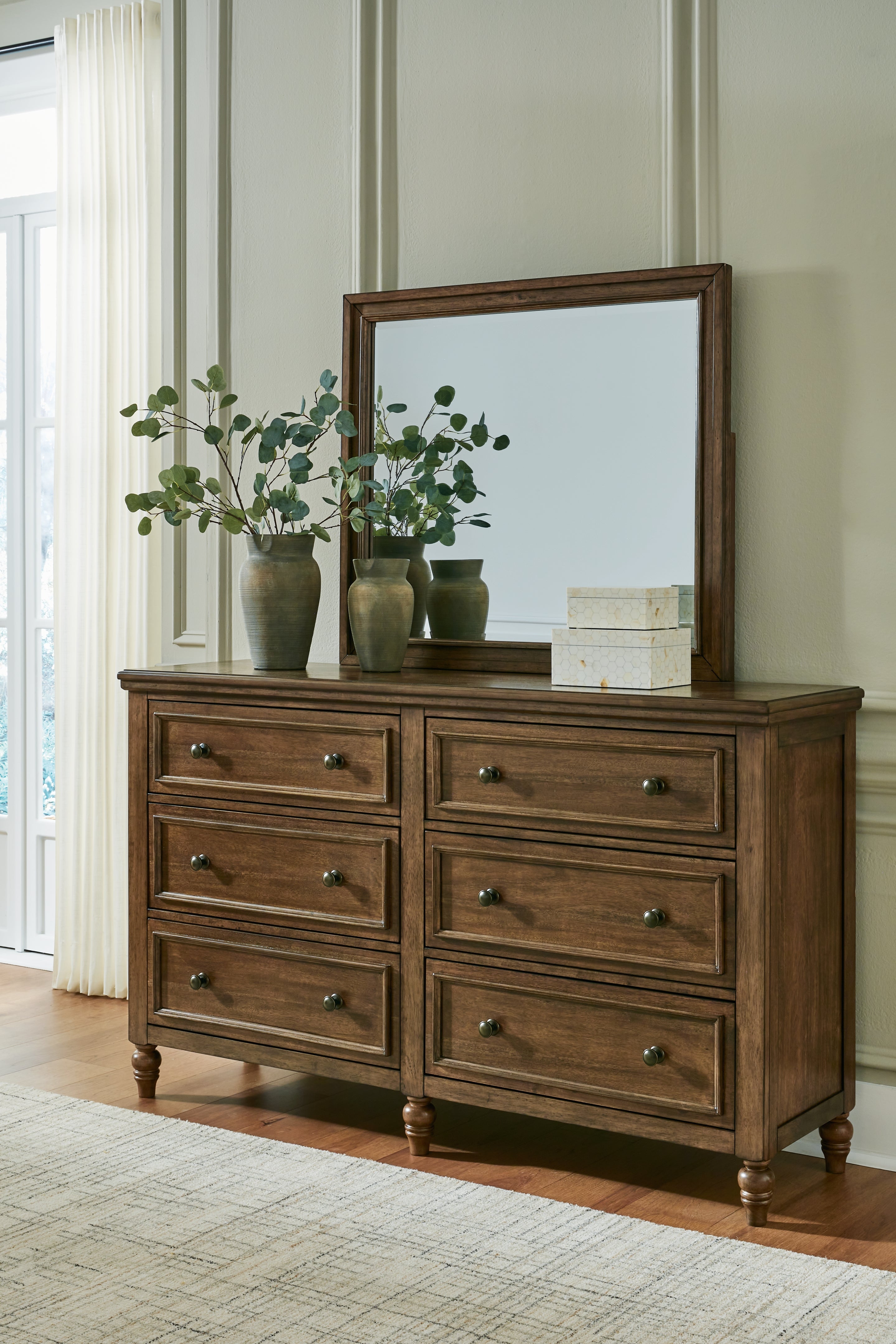 Leasing Furniture - Ashley Furniture - Sturlayne Bedroom - Dresser and Mirror / Brown - B787B1