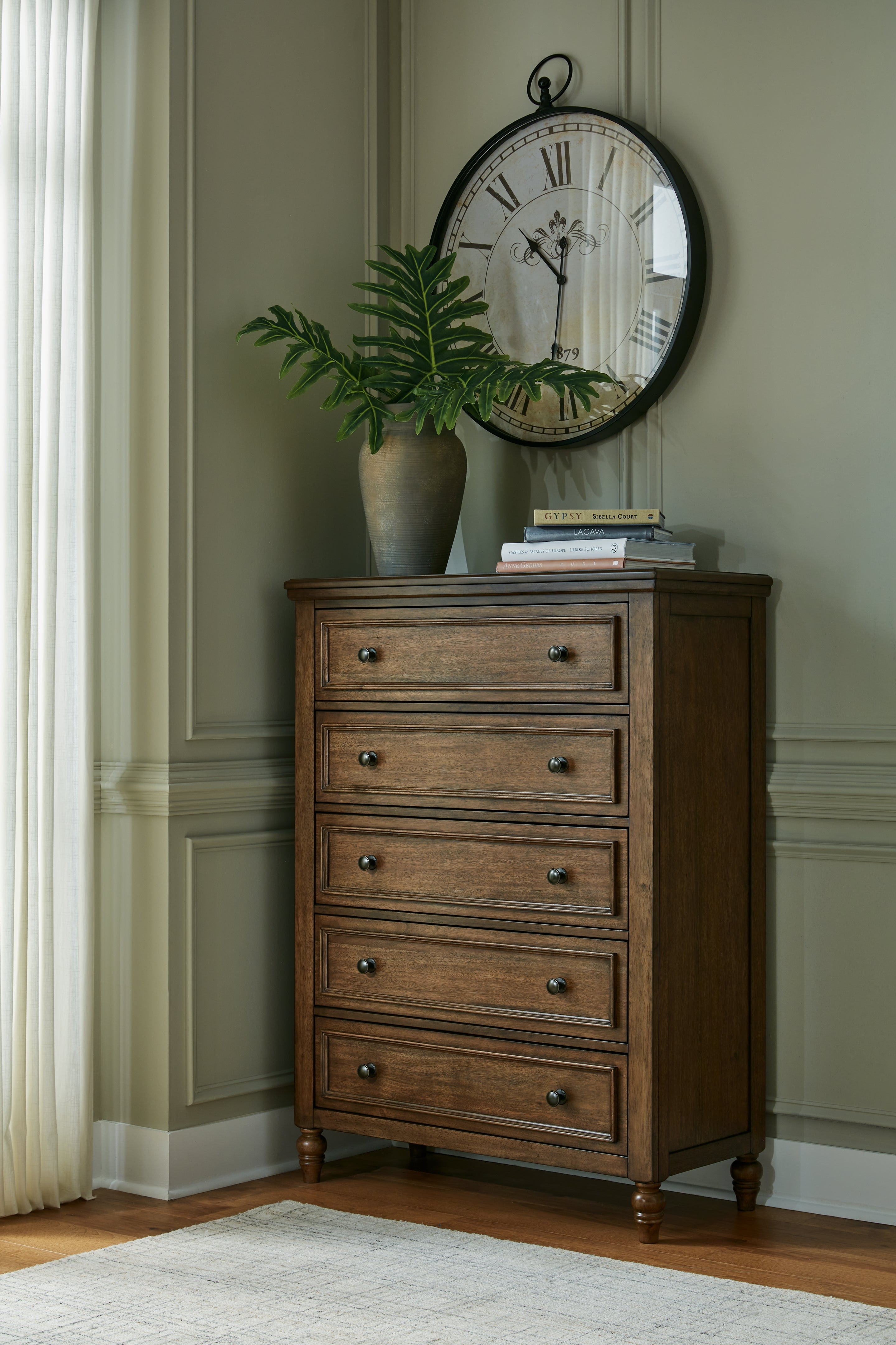 Leasing Furniture - Ashley Furniture - Sturlayne Bedroom - Five Drawer Chest / Brown - B787-46