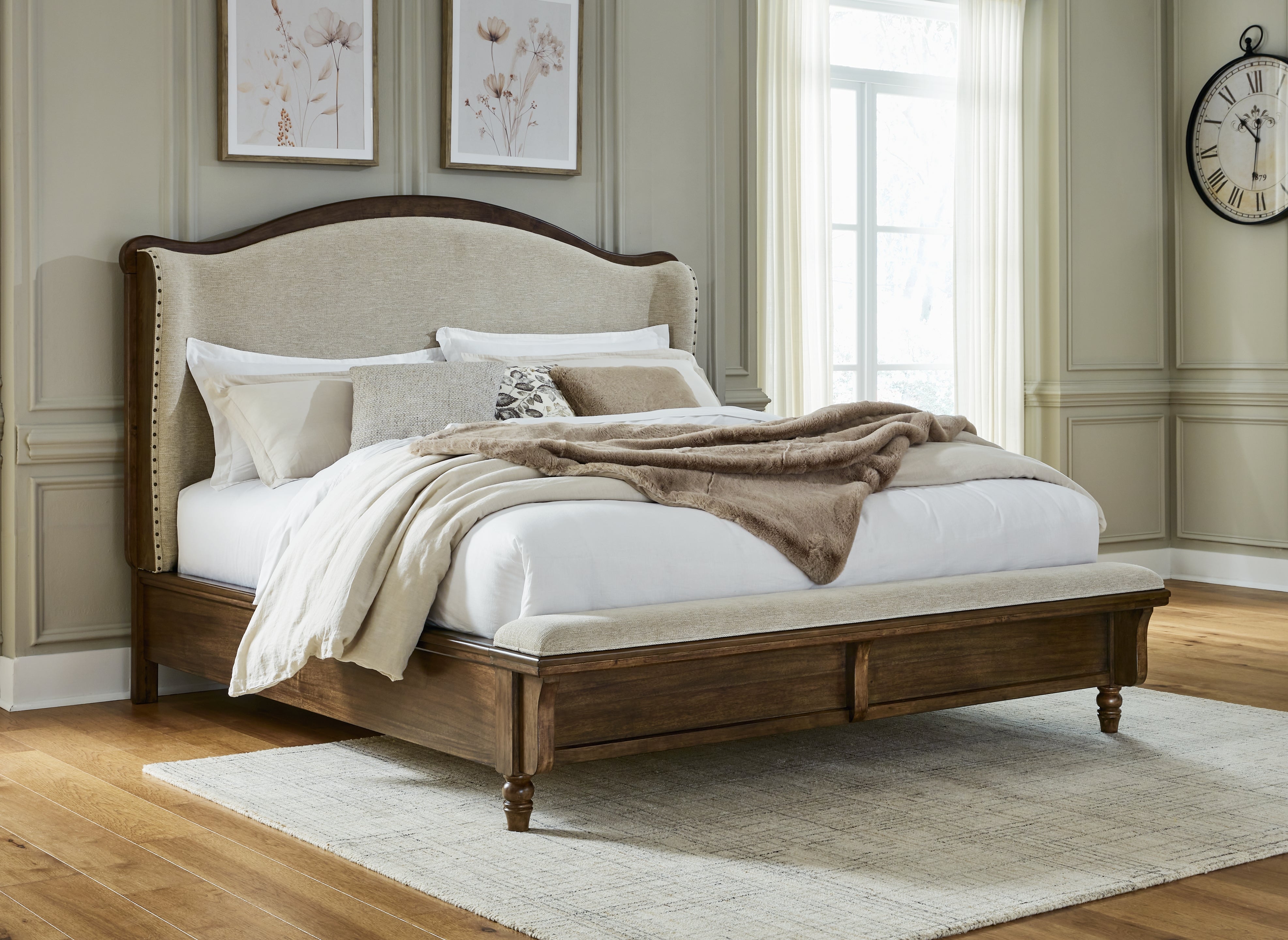 Leasing Furniture - Ashley Furniture - Sturlayne Bedroom - California King Upholstered Panel Bed / Brown - B787B5