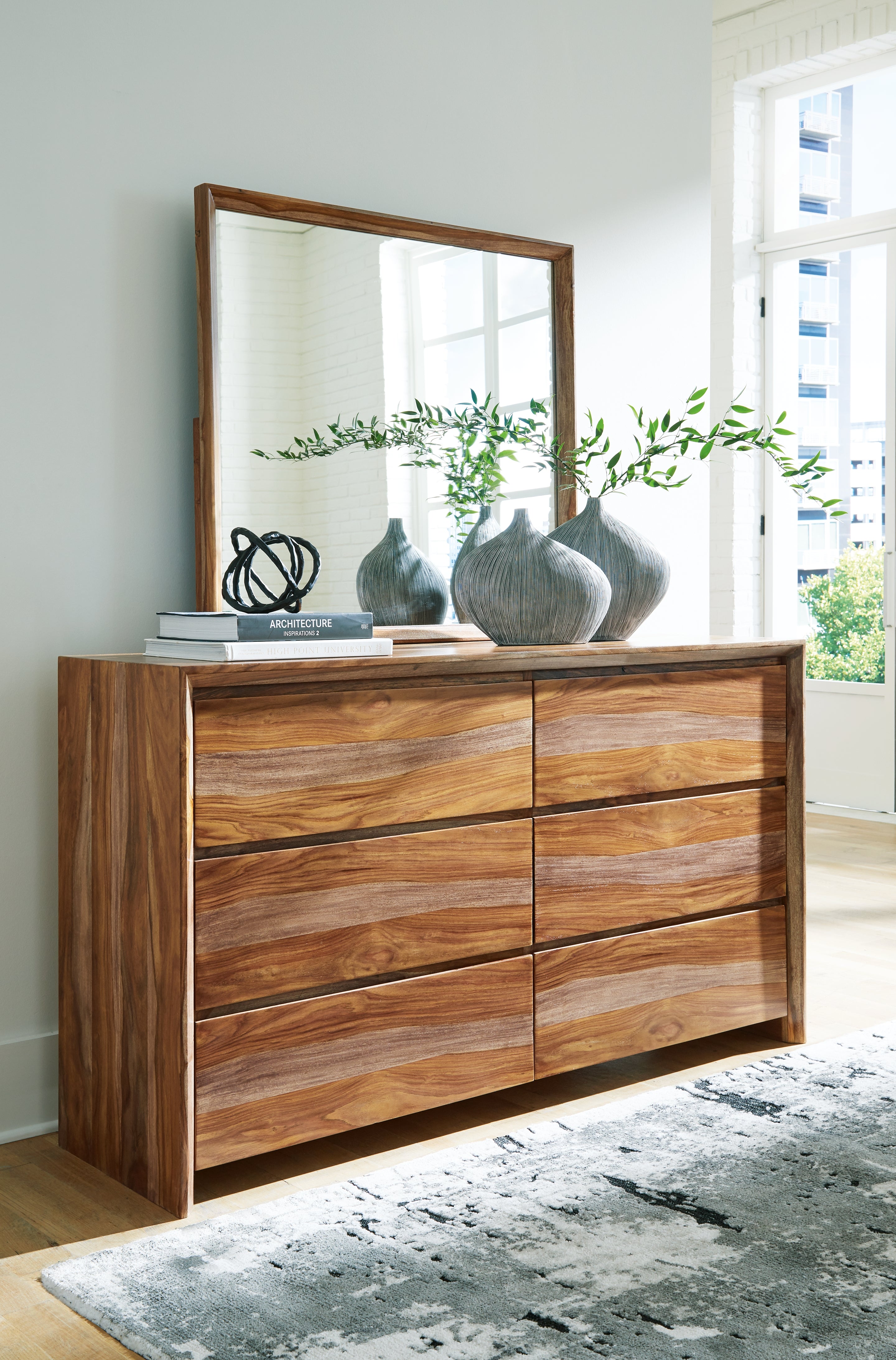Leasing Furniture - Ashley Furniture - Dressonni Bedroom - Dresser and Mirror / Brown - B790B1