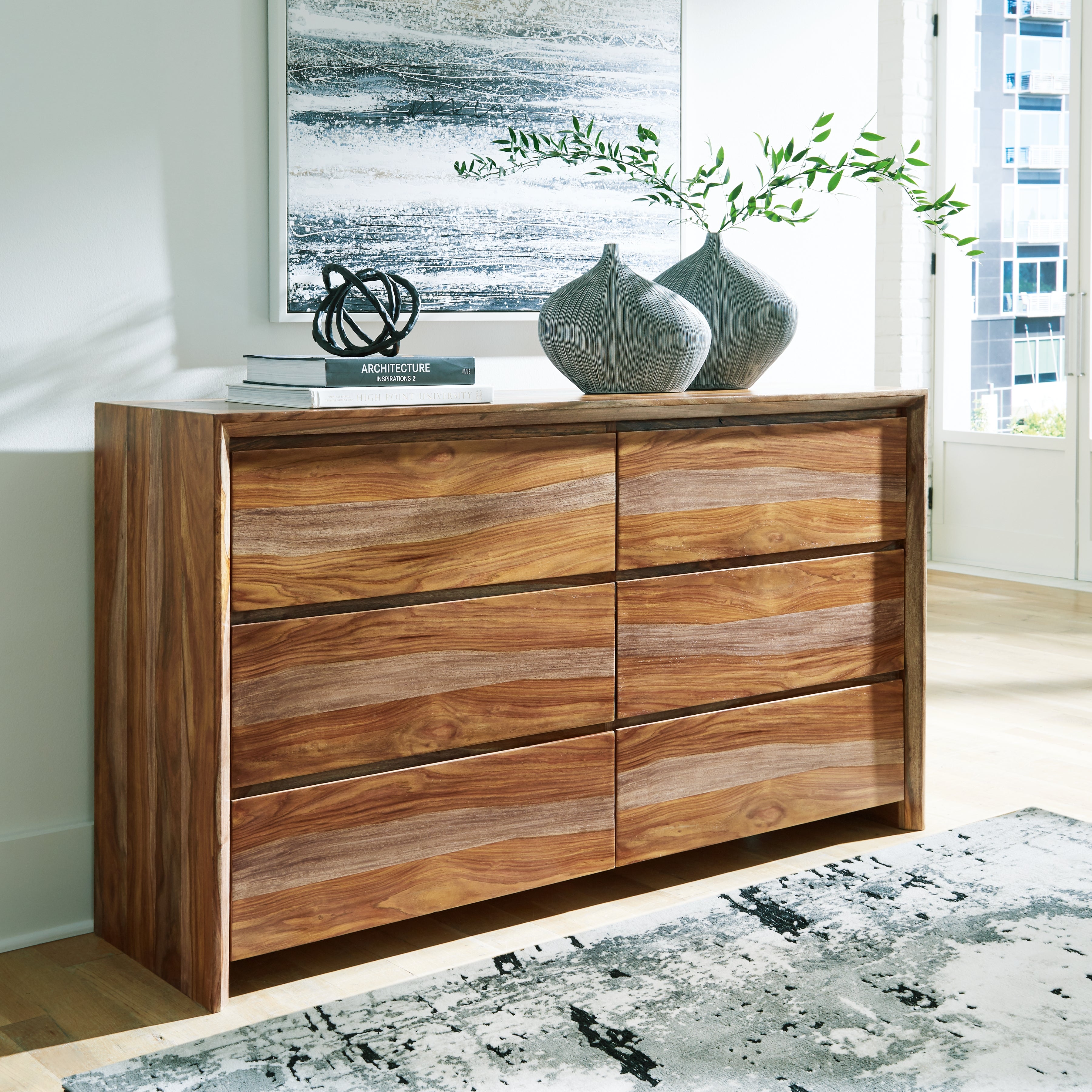 Leasing Furniture - Ashley Furniture - Dressonni Bedroom - Dresser / Brown - B790-31