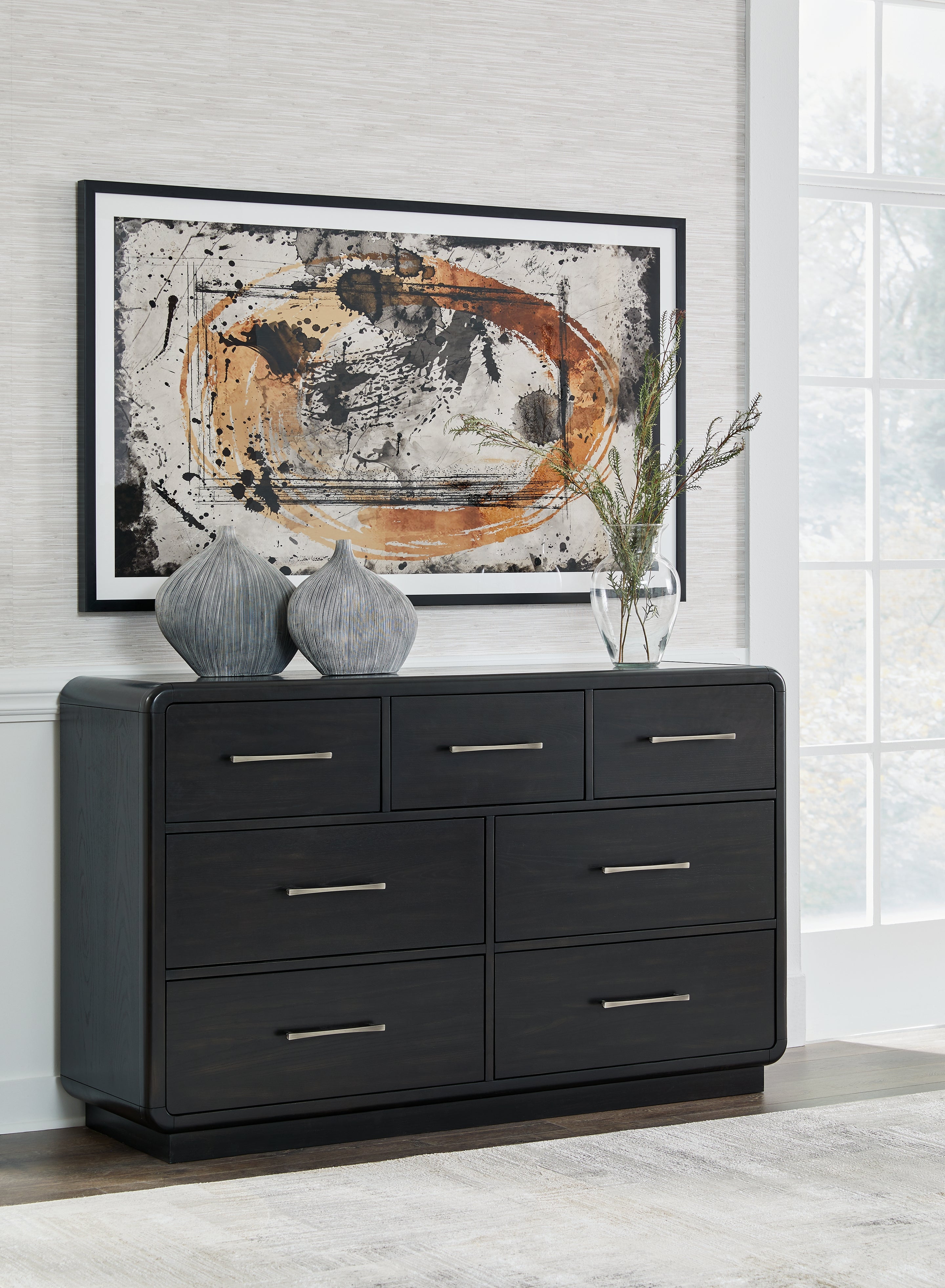 Leasing Furniture - Ashley Furniture - Rowanbeck Bedroom - Dresser / Black - B821-31