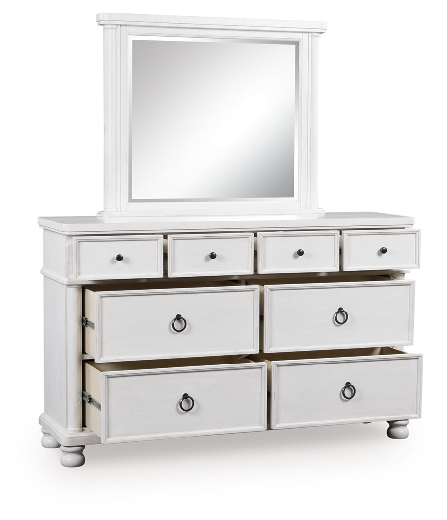 Leasing Furniture - Ashley Furniture - Rowlenstown Bedroom - Dresser and Mirror / Antique White - PCB823B1