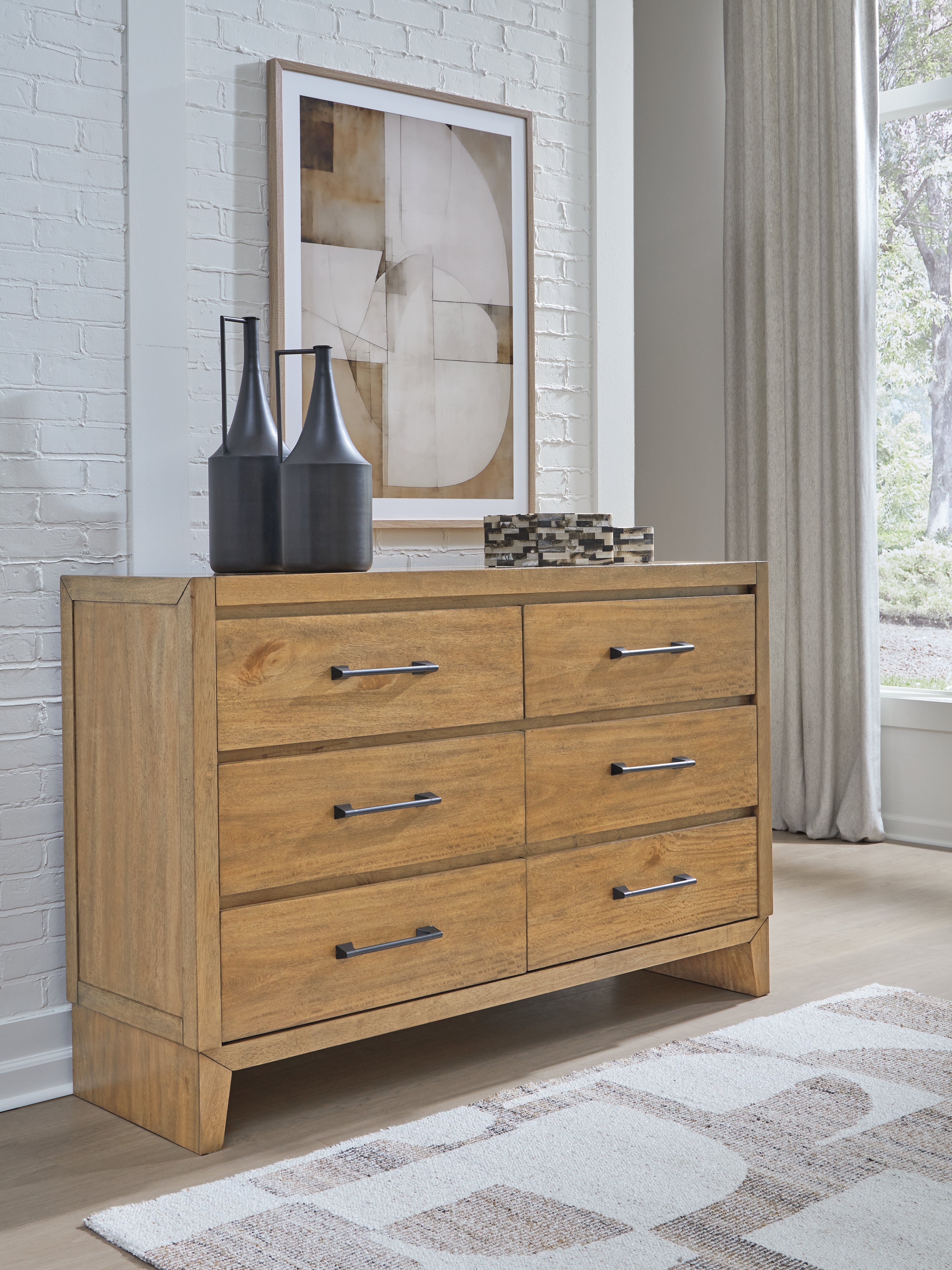 Leasing Furniture - Ashley Furniture - Sherbana Bedroom - Dresser / Light Brown - B833-31