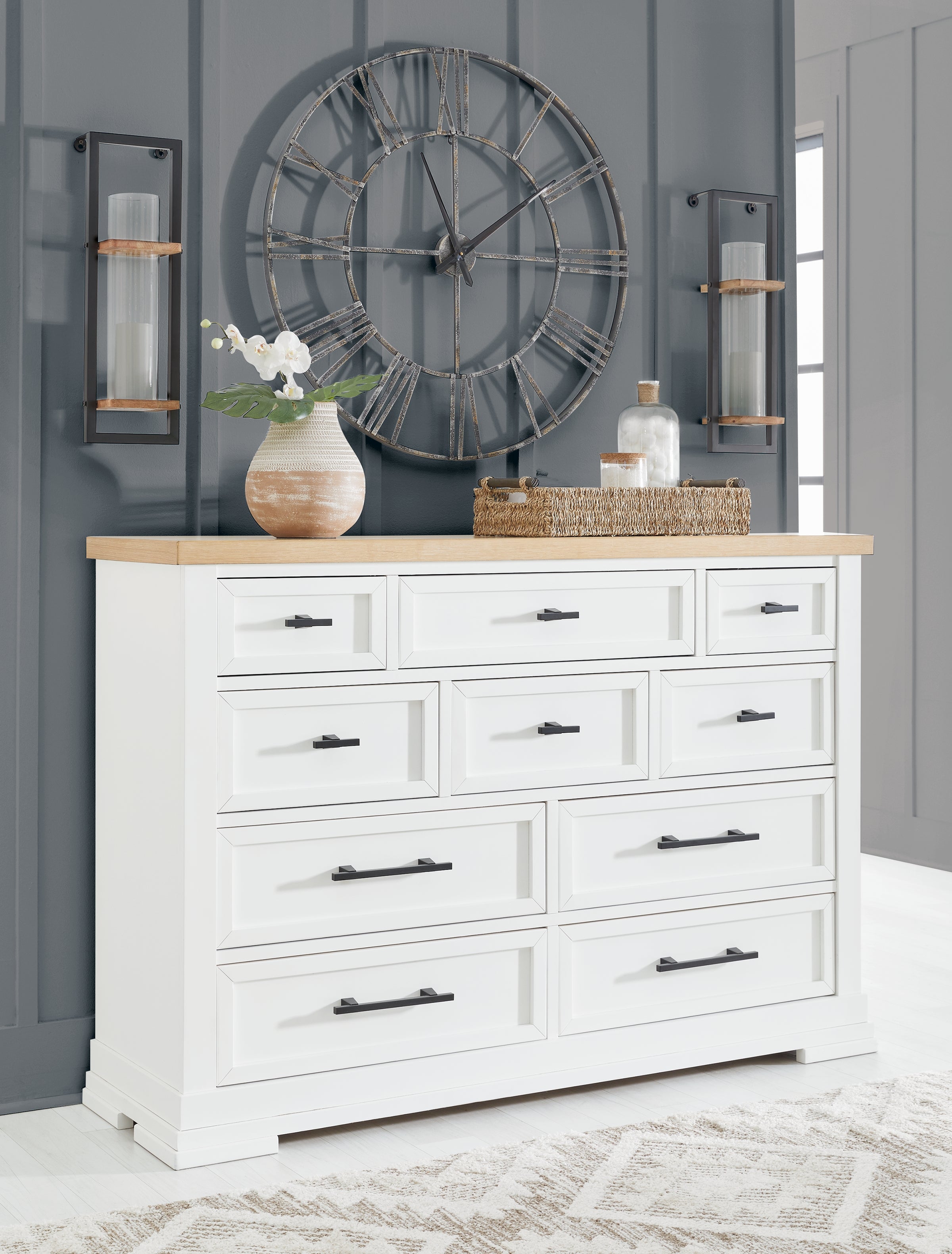 Leasing Furniture - Ashley Furniture - Ashbryn Bedroom - Dresser / White/Natural - B844-31