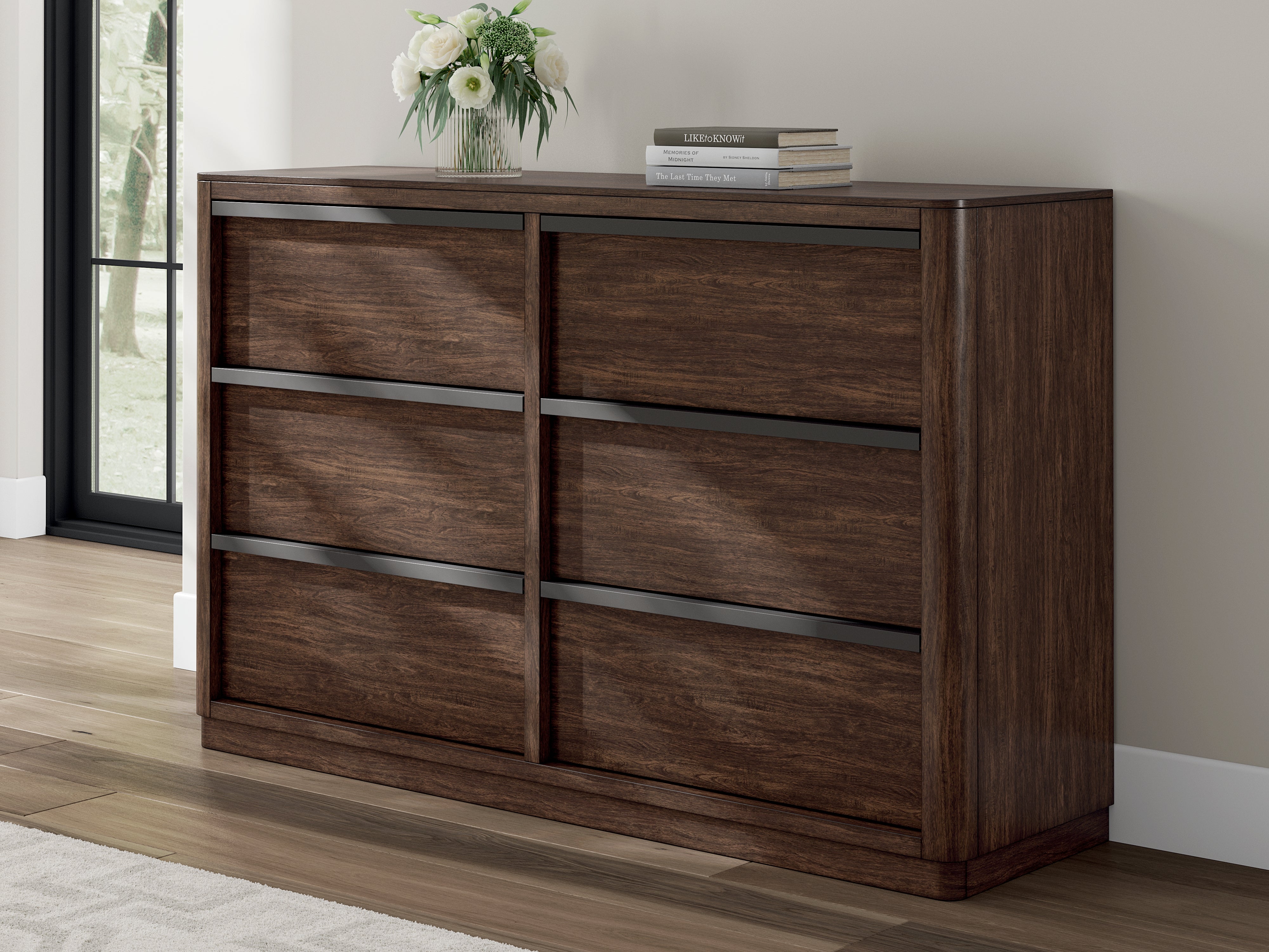 Leasing Furniture - Ashley Furniture - Dilenno Bedroom - Dresser / Dark Brown - PCB857-31