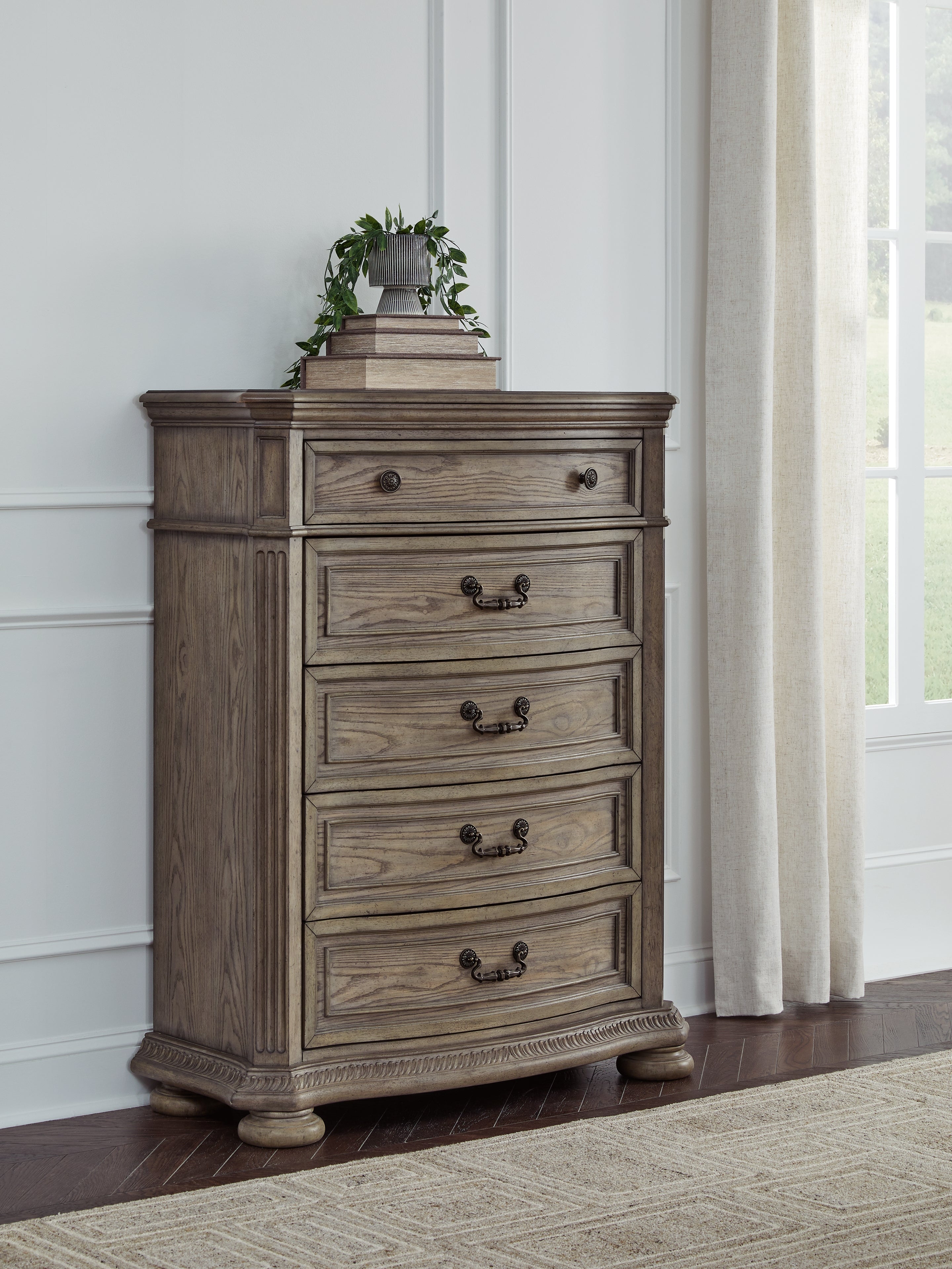 Leasing Furniture - Ashley Furniture - Ardenfield Bedroom - Five Drawer Chest / Light Brown - B944-46