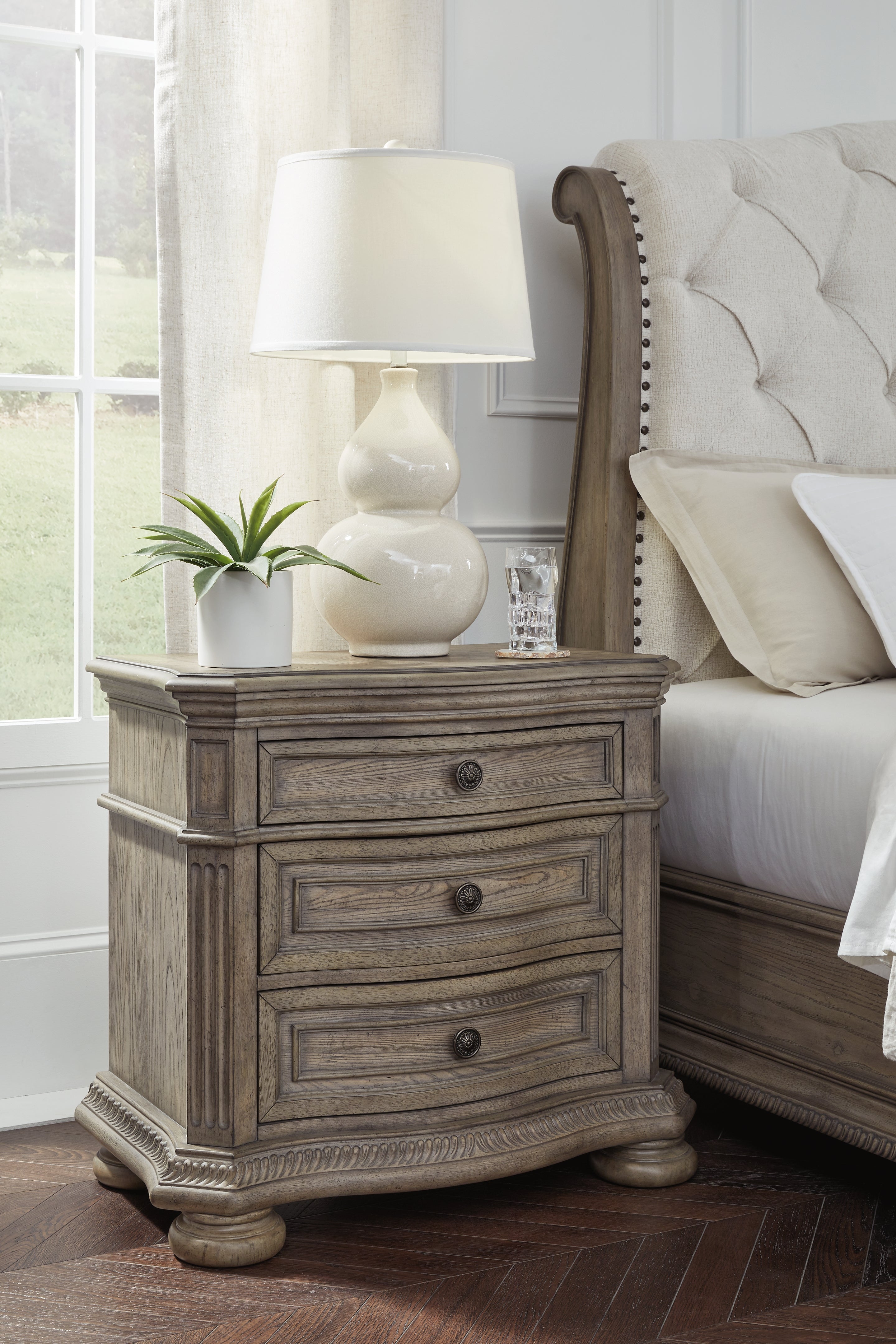 Leasing Furniture - Ashley Furniture - Ardenfield Bedroom - Three Drawer Night Stand / Light Brown - B944-93