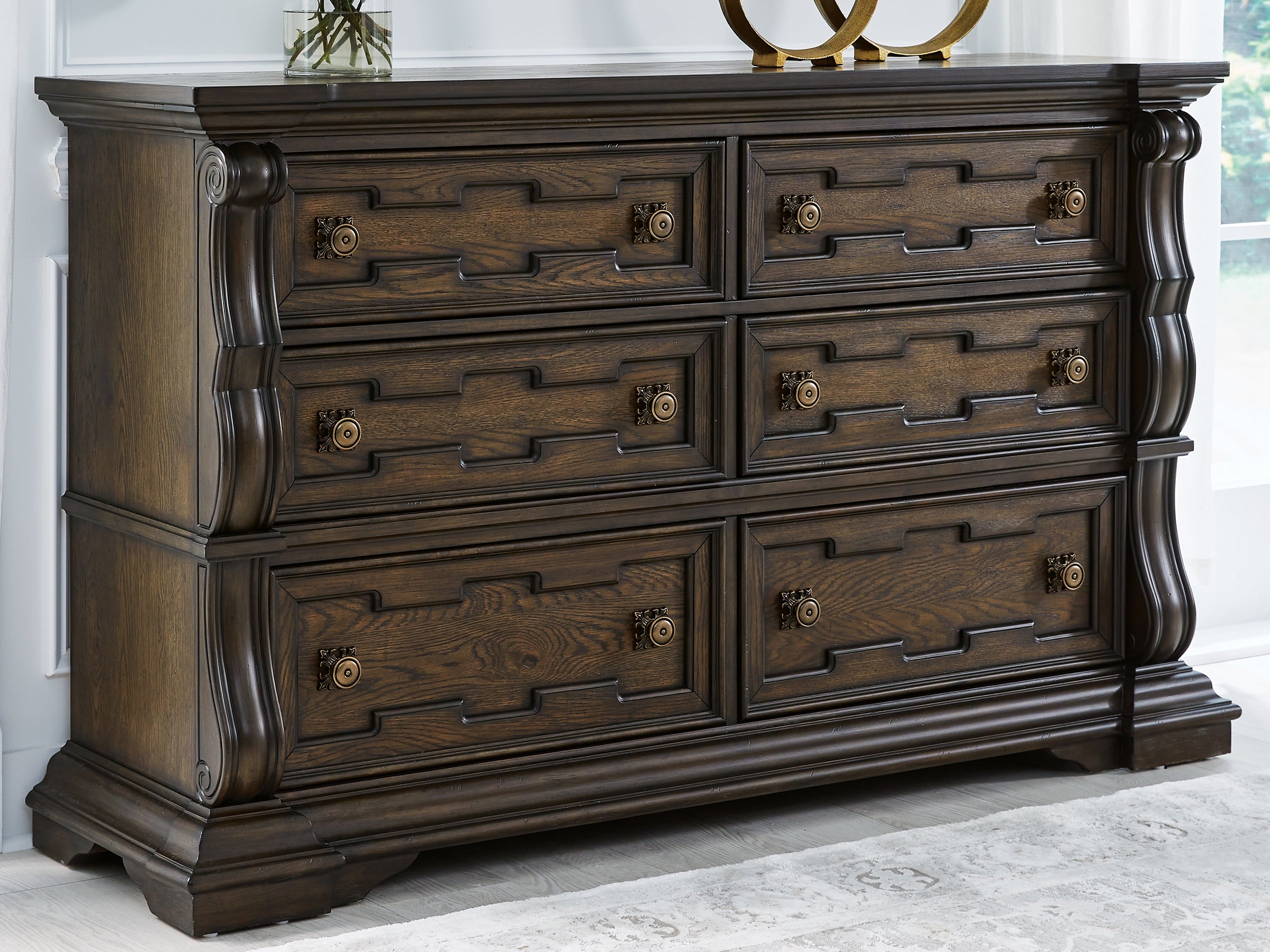 Leasing Furniture - Ashley Furniture - Maylee Bedroom - Dresser / Dark Brown - B947-31