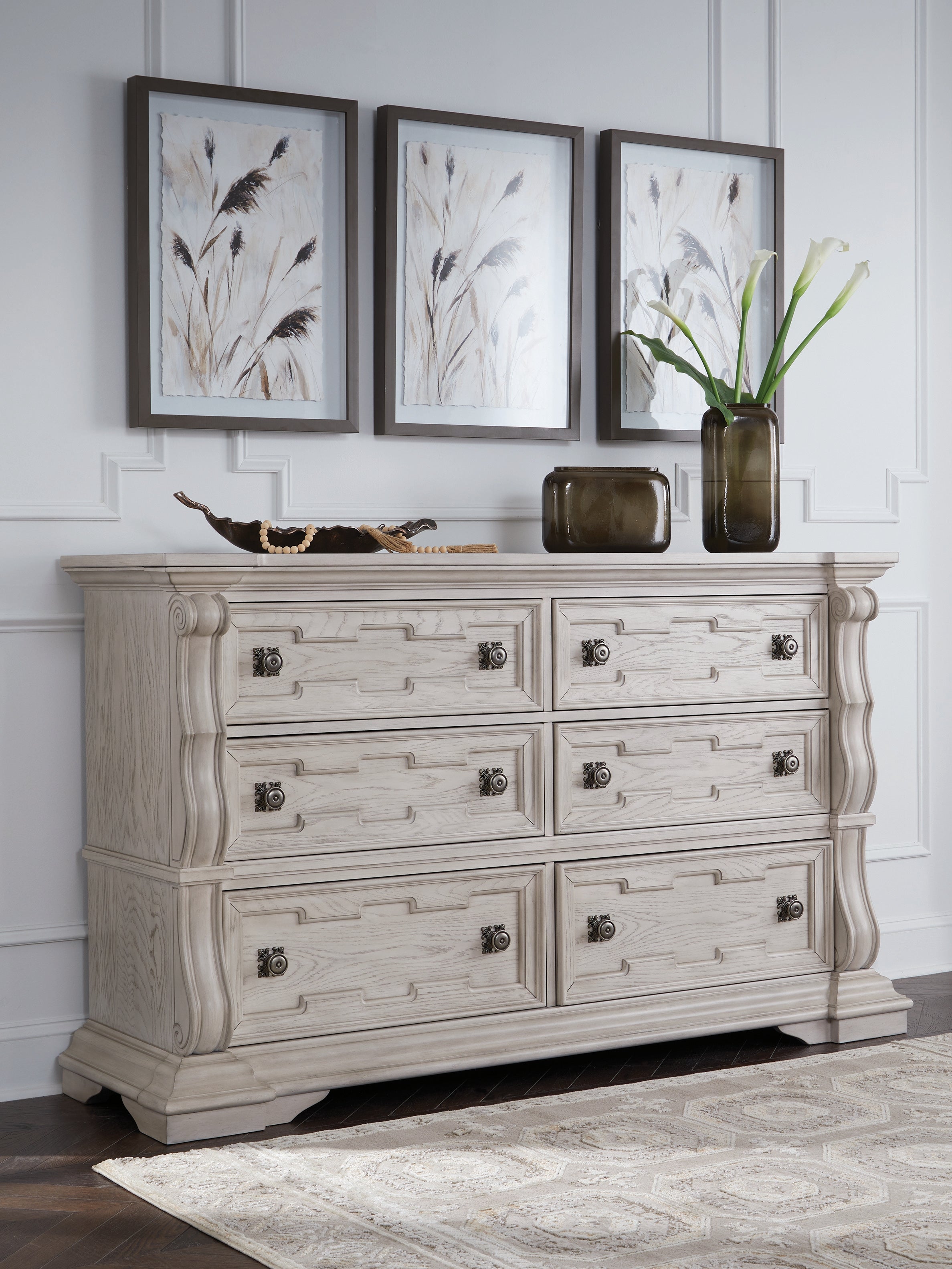 Leasing Furniture - Ashley Furniture - Bruchandi Bedroom - Dresser / Antique White - PCB948-31
