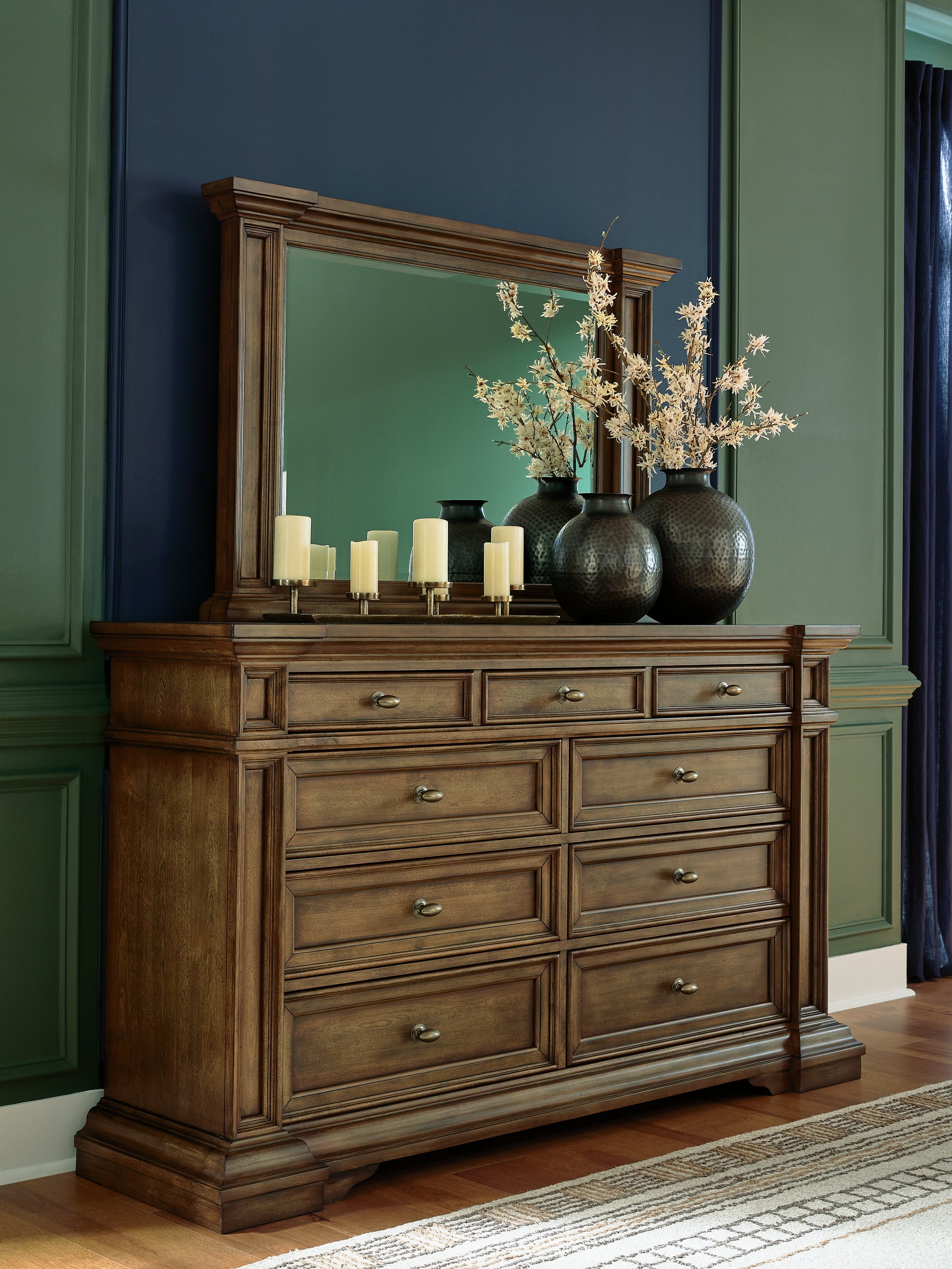 Leasing Furniture - Ashley Furniture - Frantanna Bedroom - Dresser and Mirror / Brown - PCB949B1