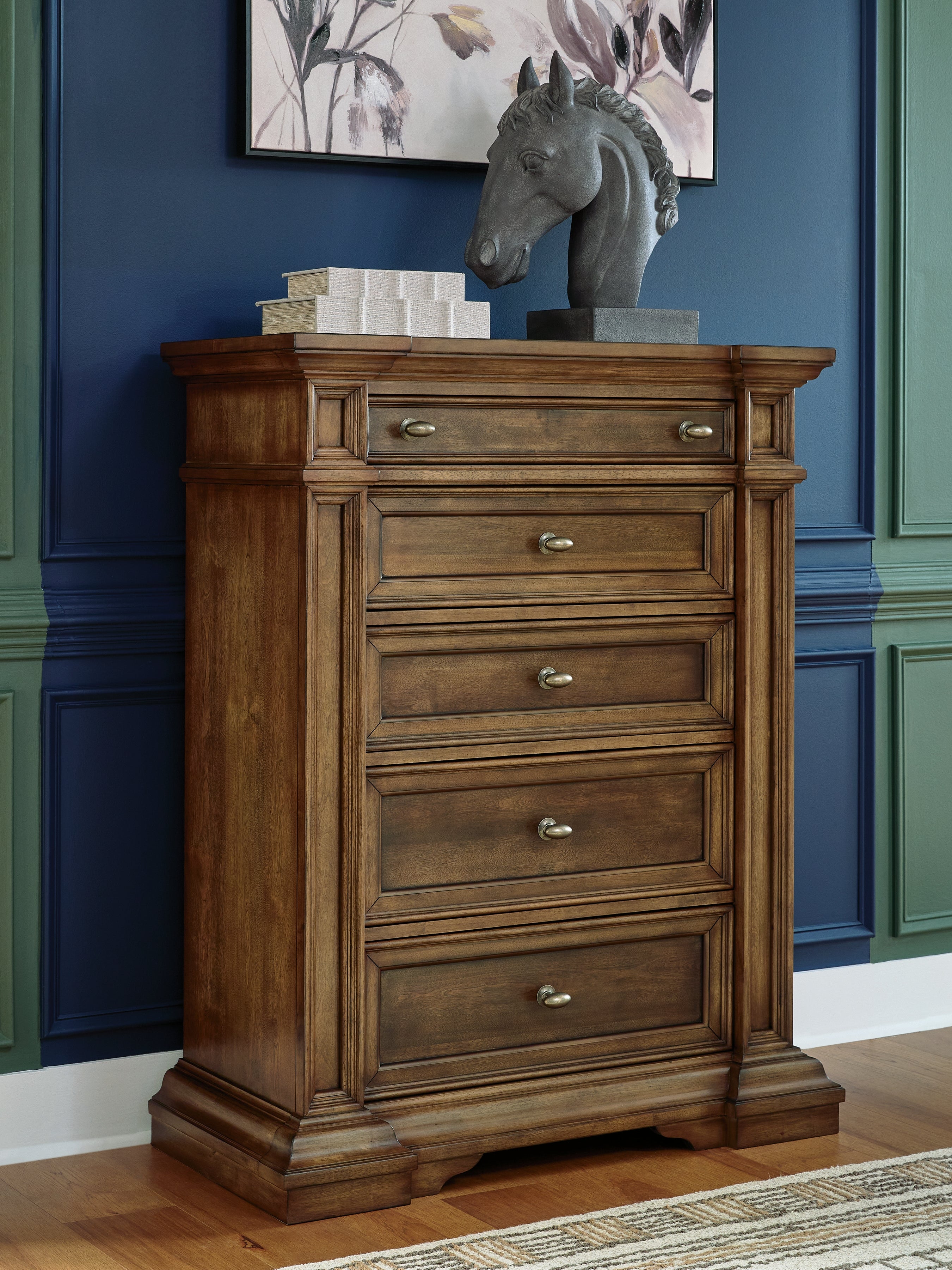 Leasing Furniture - Ashley Furniture - Frantanna Bedroom - Five Drawer Chest / Brown - PCB949-46