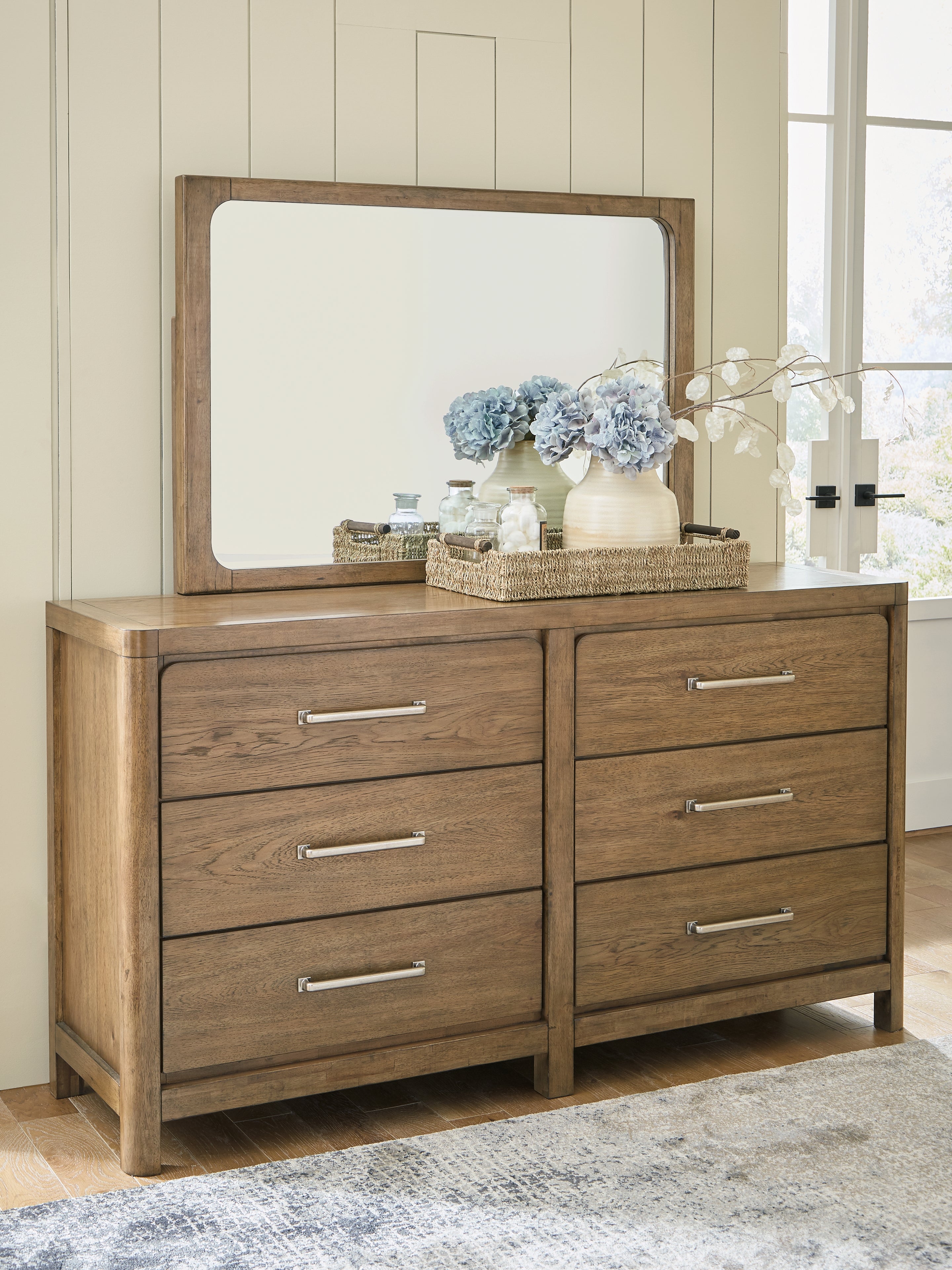 Leasing Furniture - Ashley Furniture - Cabalynn Bedroom - Dresser and Mirror / Light Brown - B974B1
