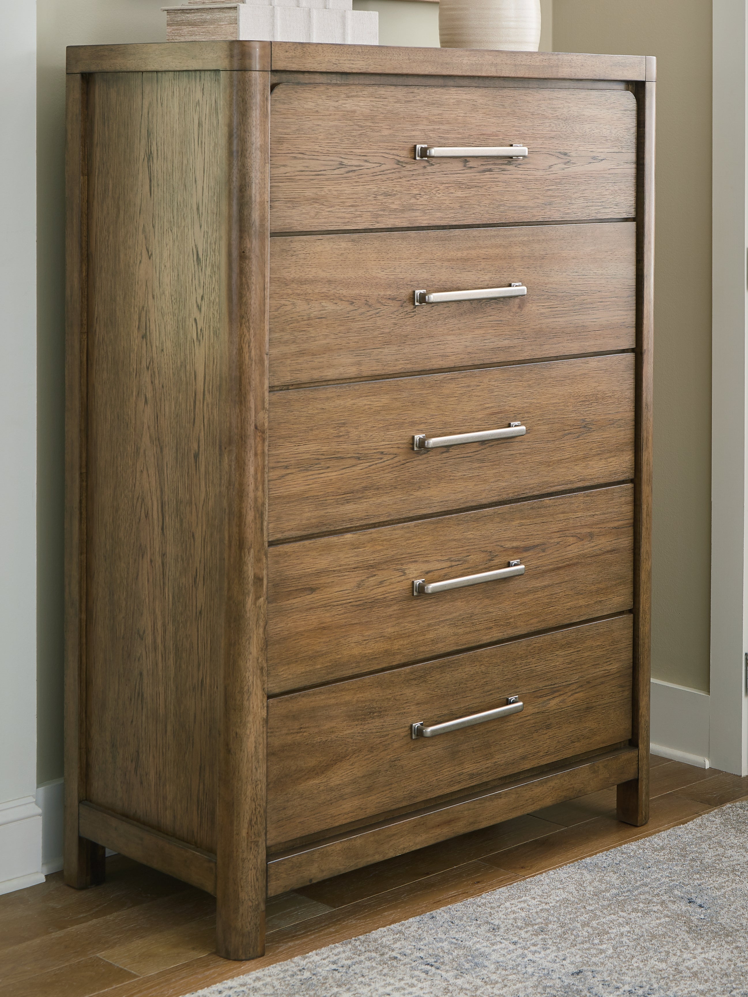 Leasing Furniture - Ashley Furniture - Cabalynn Bedroom - Five Drawer Chest / Light Brown - B974-46