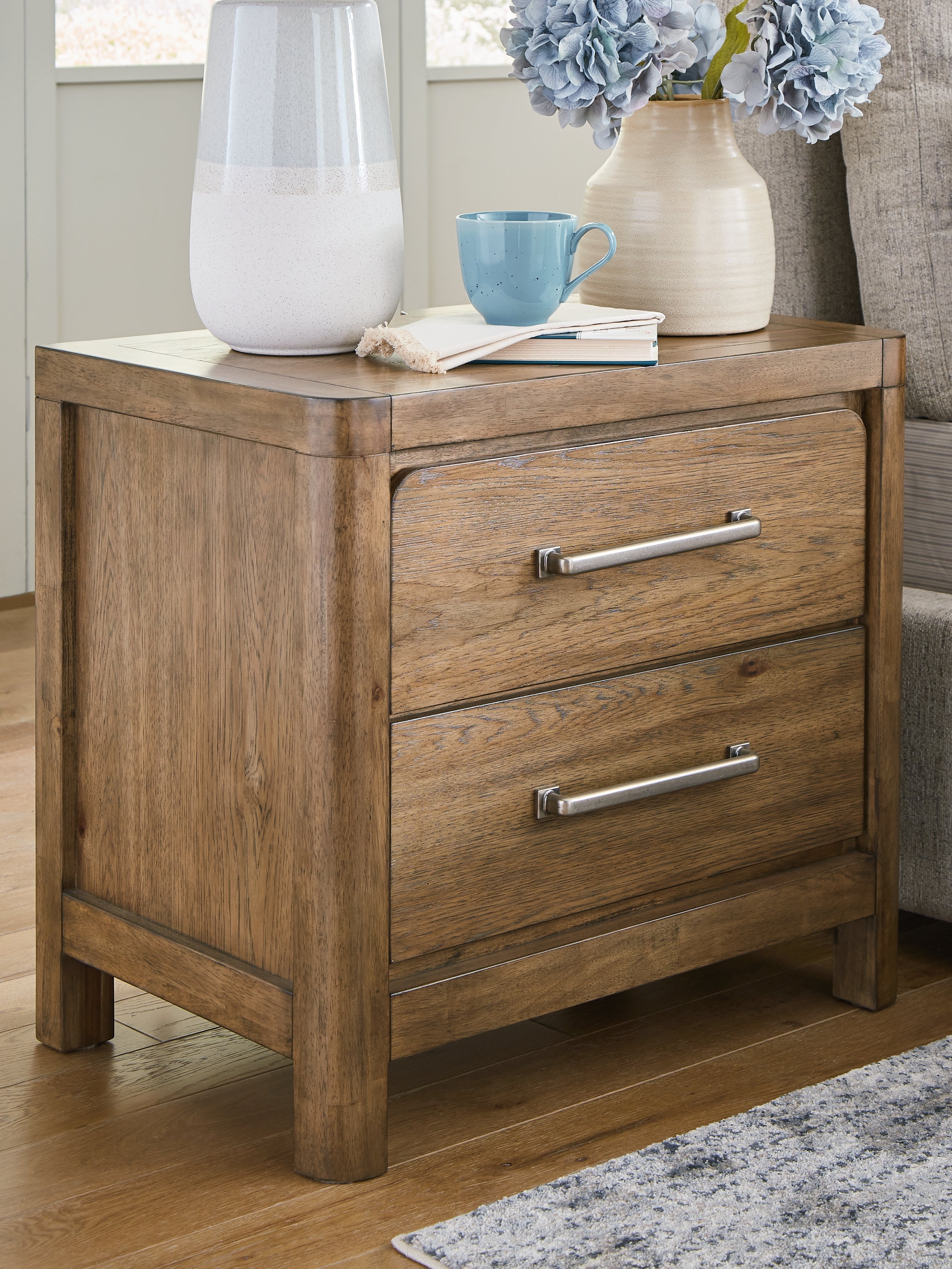 Leasing Furniture - Ashley Furniture - Cabalynn Bedroom - Two Drawer Night Stand / Light Brown - B974-92