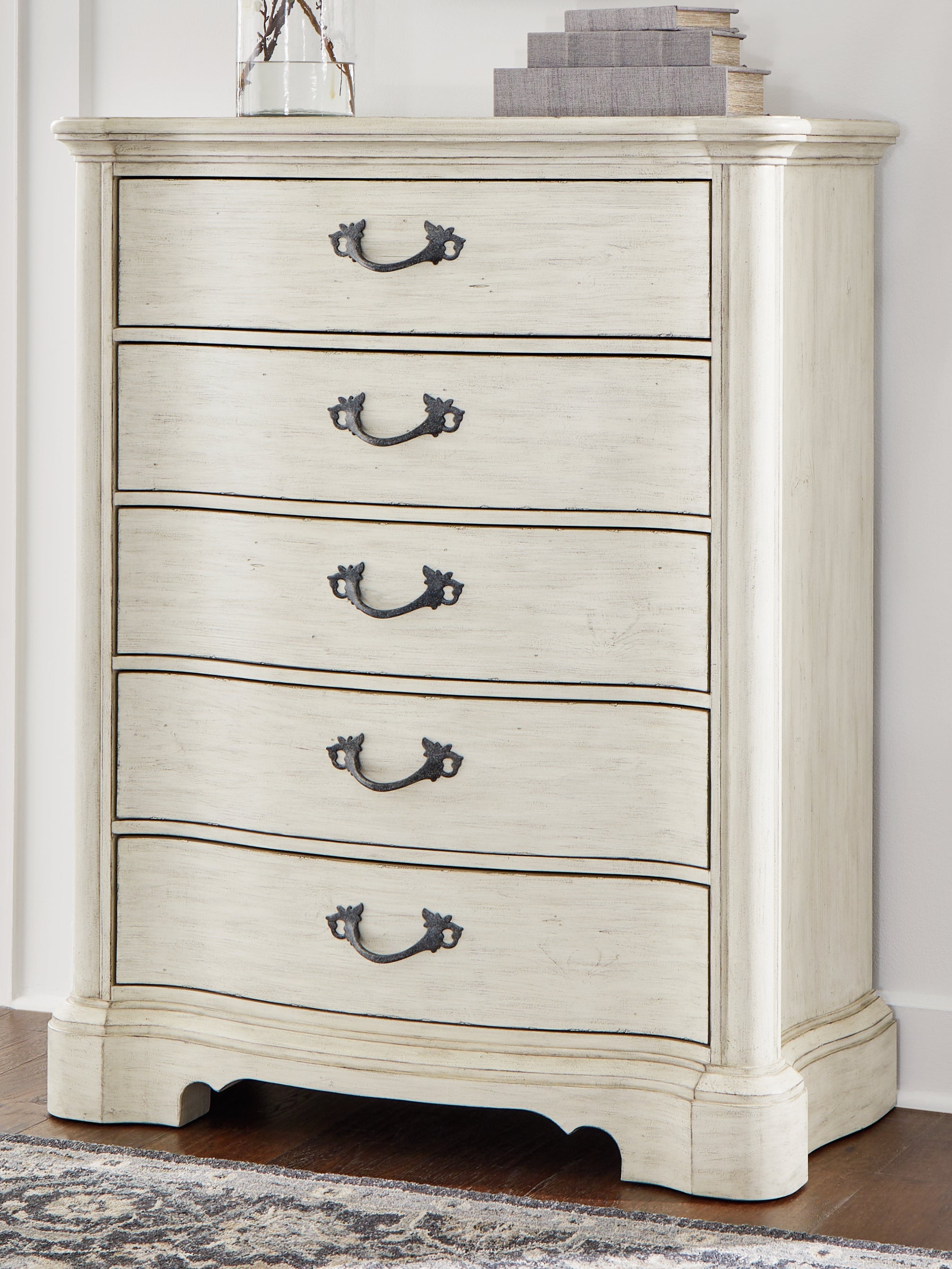 Leasing Furniture - Ashley Furniture - Arlendyne Bedroom - Five Drawer Chest / Antique White - B980-46