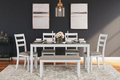Leasing Furniture - Ashley Furniture - Stonehollow Dining Room - RECT DRM Table Set (6/CN) / White/Gray - D382-325