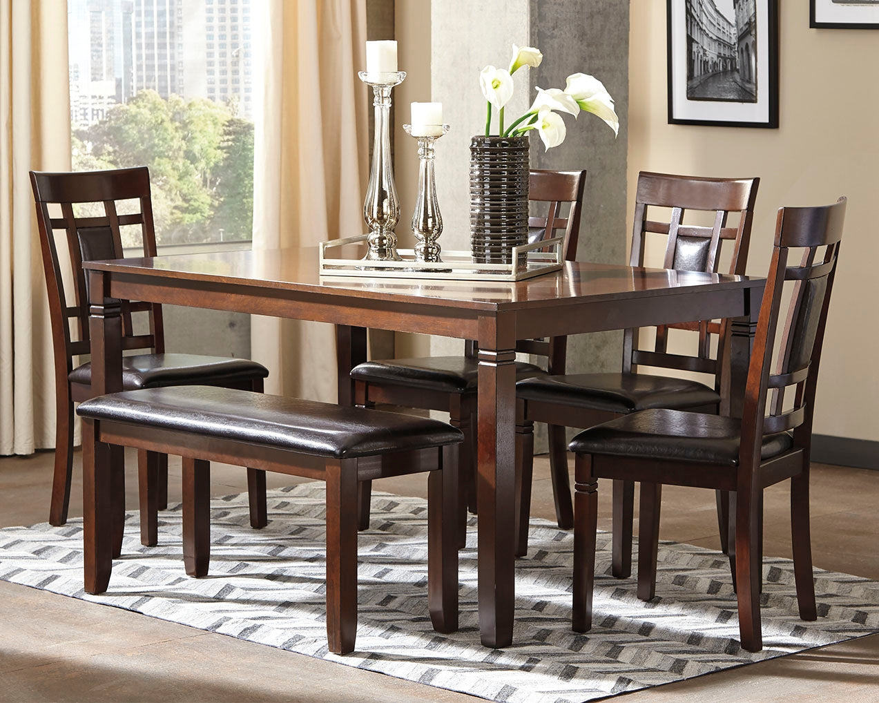 Leasing Furniture - Ashley Furniture - Bennox Dining Room - Dining Room Table Set (6/CN) / Brown - D384-325