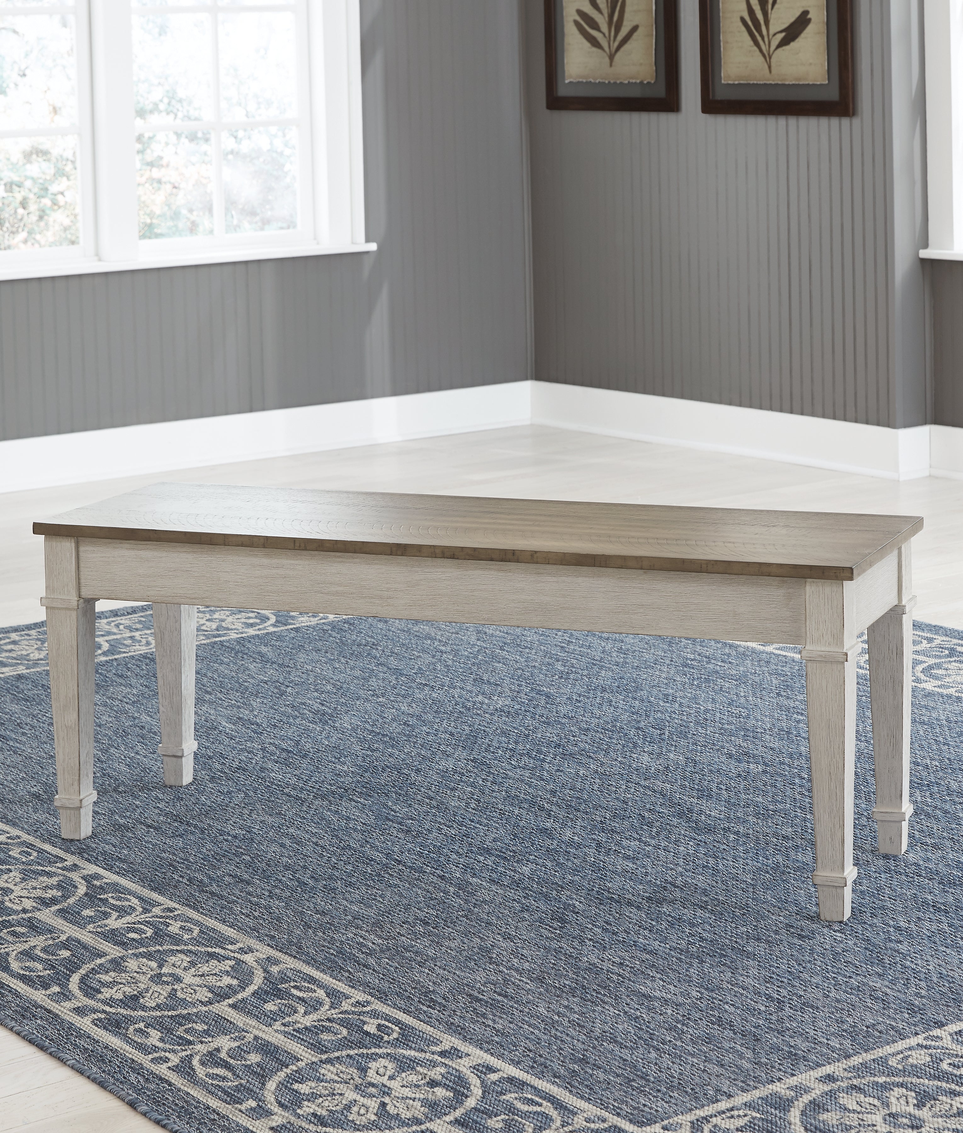 Leasing Furniture - Ashley Furniture - Skempton Dining Room - Storage Bench / White/Light Brown - D394-00