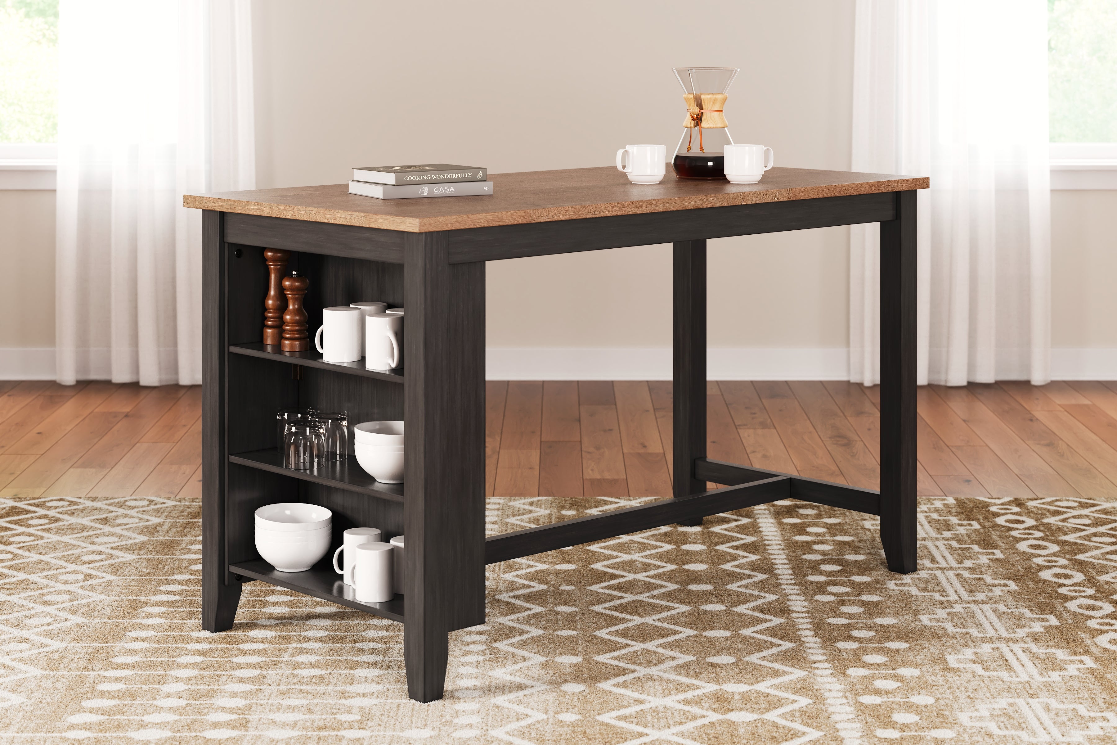 Leasing Furniture - Ashley Furniture - Gesthaven Dining Room - RECT Dining Room Counter Table / Natural/Brown - D396-13