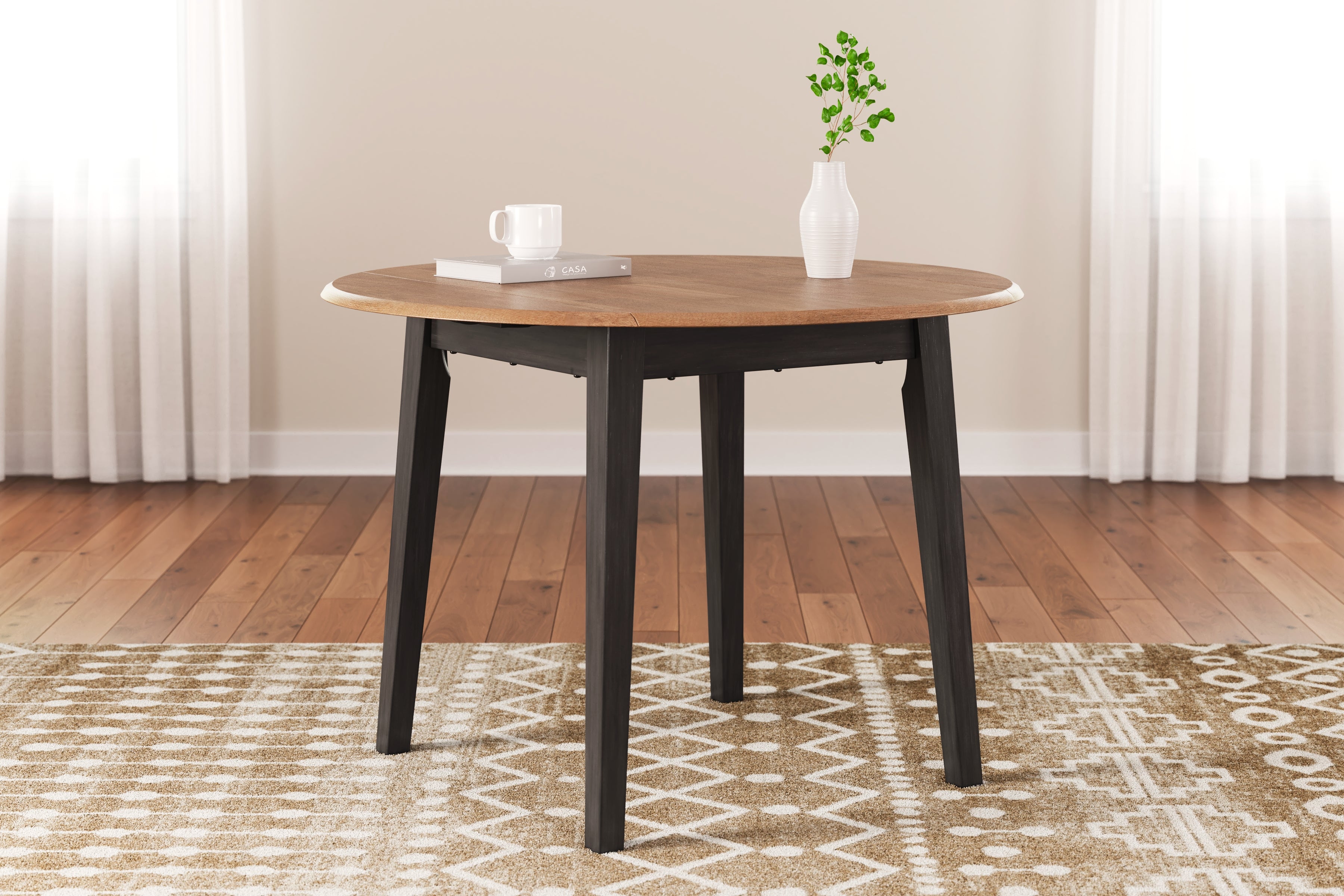Leasing Furniture - Ashley Furniture - Gesthaven Dining Room - Round DRM Drop Leaf Table / Natural/Brown - D396-15